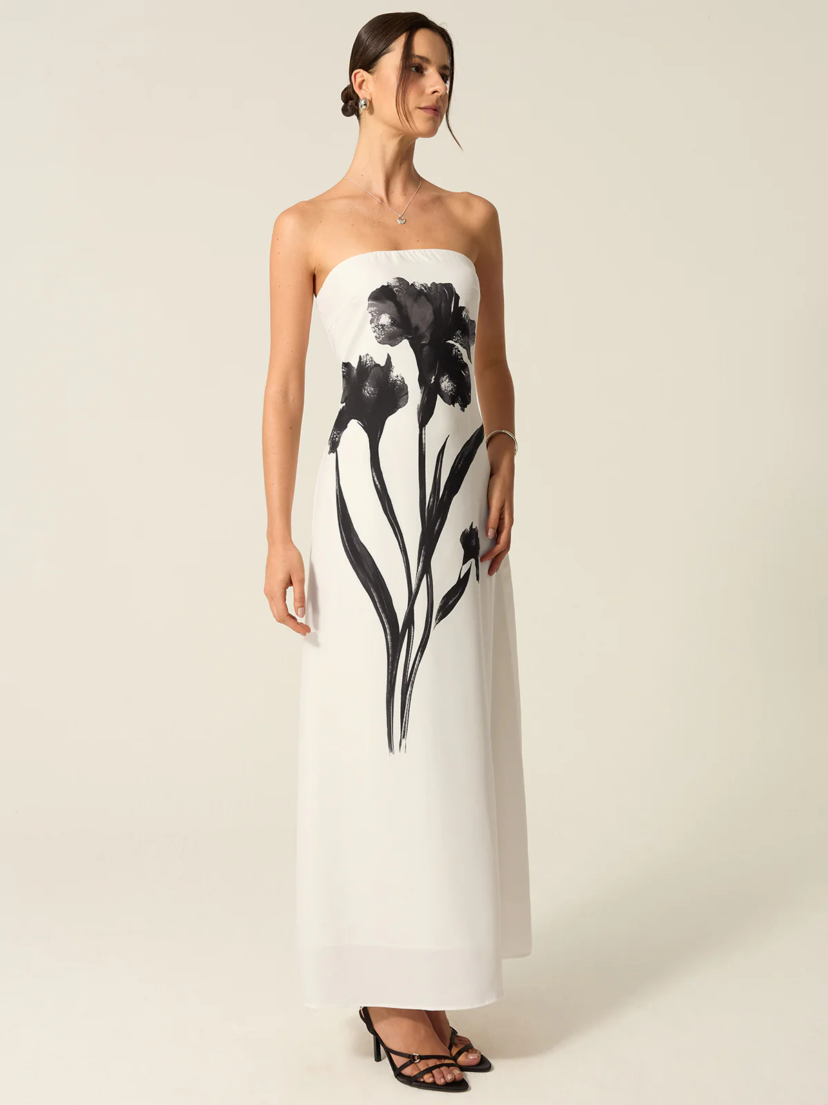 Strapless Floral Print Maxi Dress - Wholesalesil