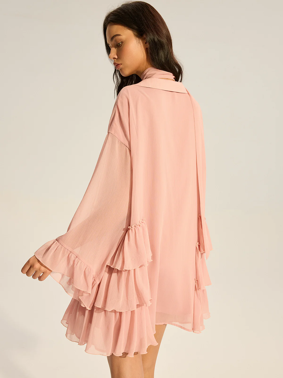 Chiffon Ruffled Mini Dress - Wholesalesil