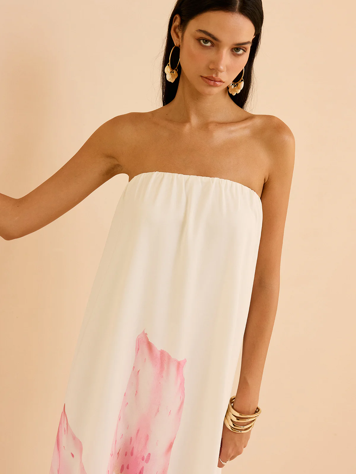 Strapless Floral Print Maxi Dress - Wholesalesil