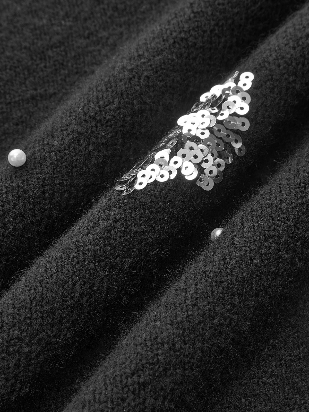 Sequin Floral & Pearl Accent Sweater - Wholesalesil