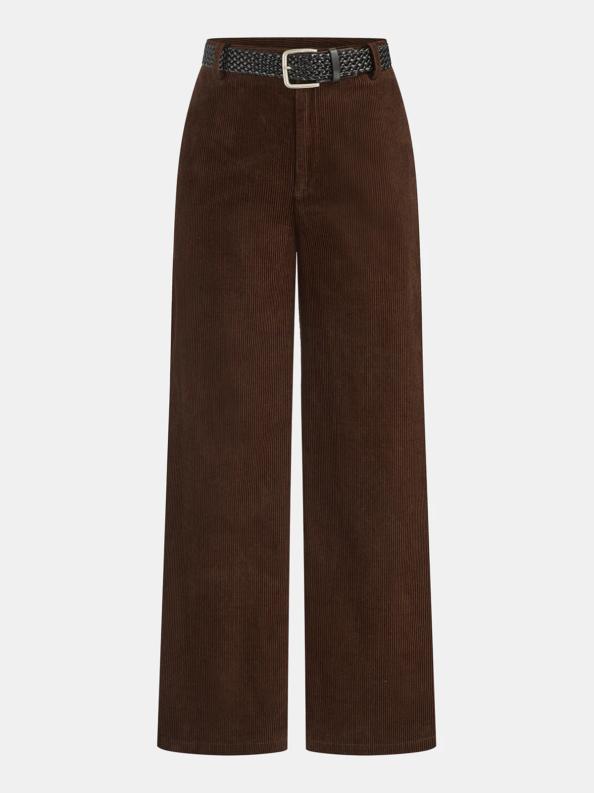Mid-Waist Corduroy Belted Pants - Wholesalesil