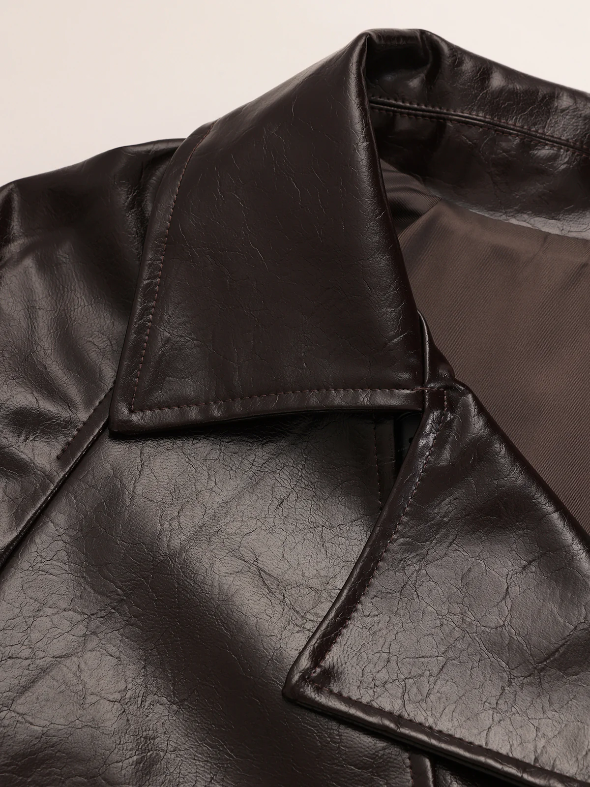 Belted Faux Leather Trench Coat - Wholesalesil