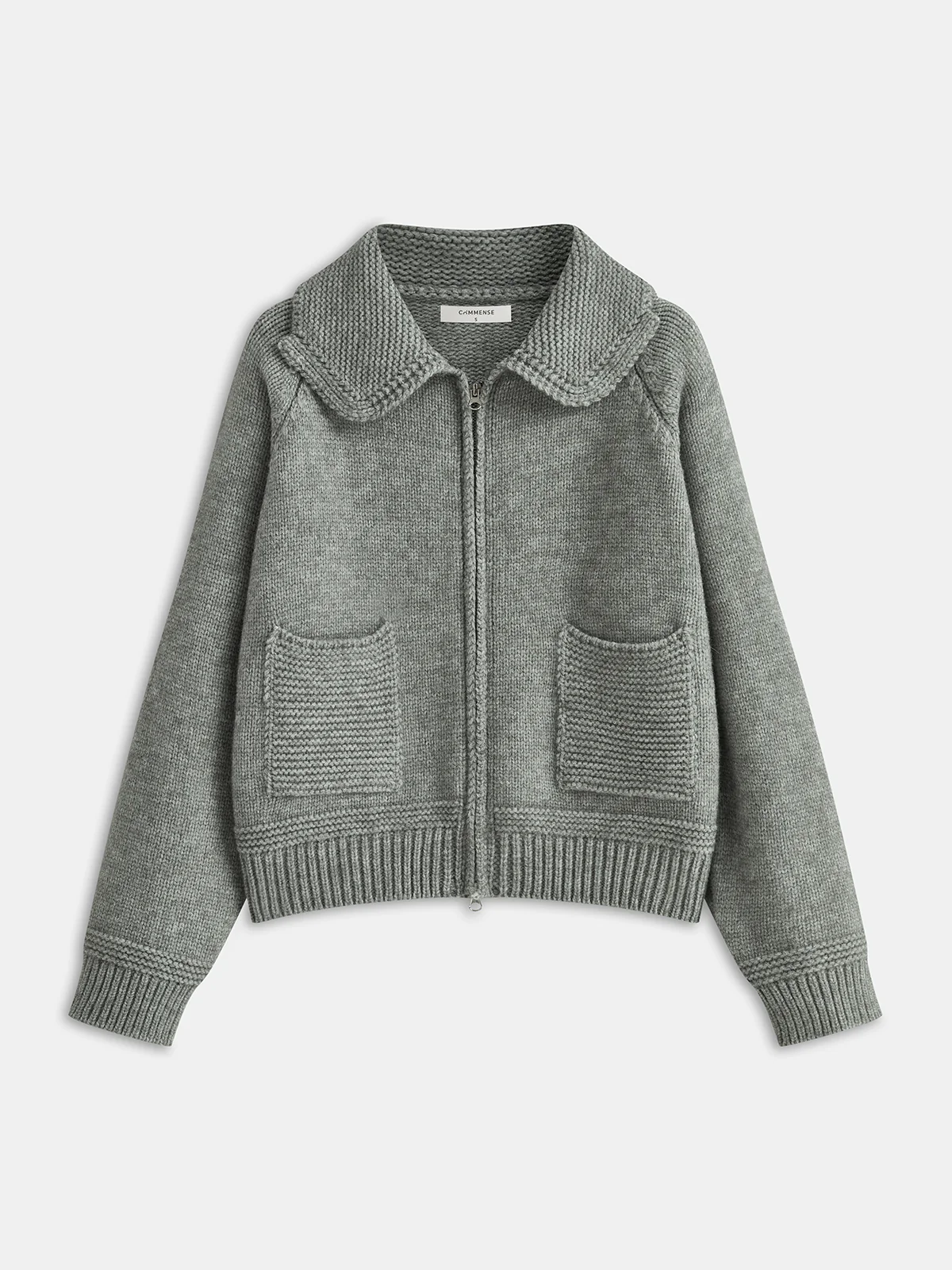 Lapel Zip-Up Knit Cardigan - Wholesalesil