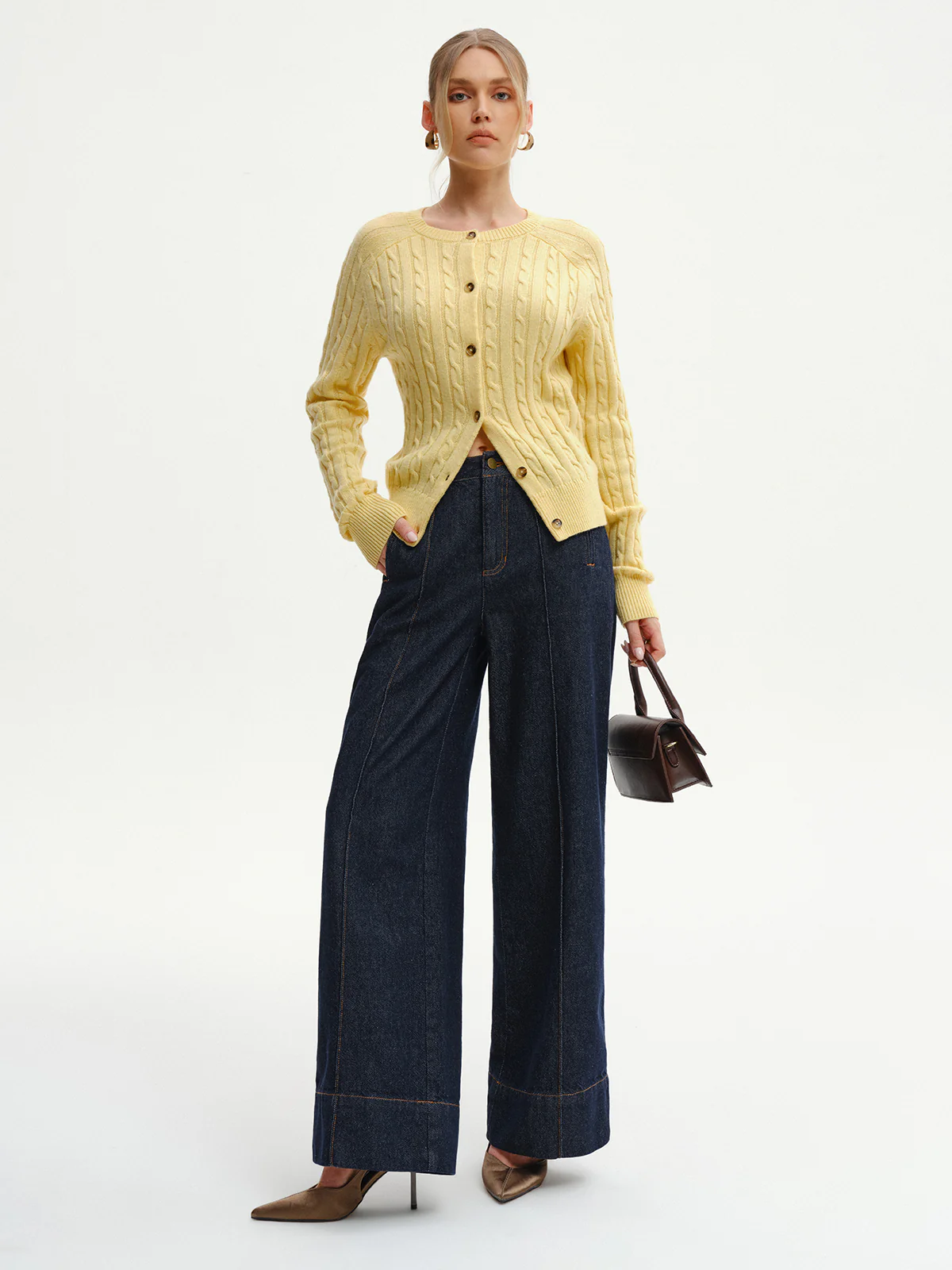 High-Waist Wide-Leg Denim Jeans - Wholesalesil