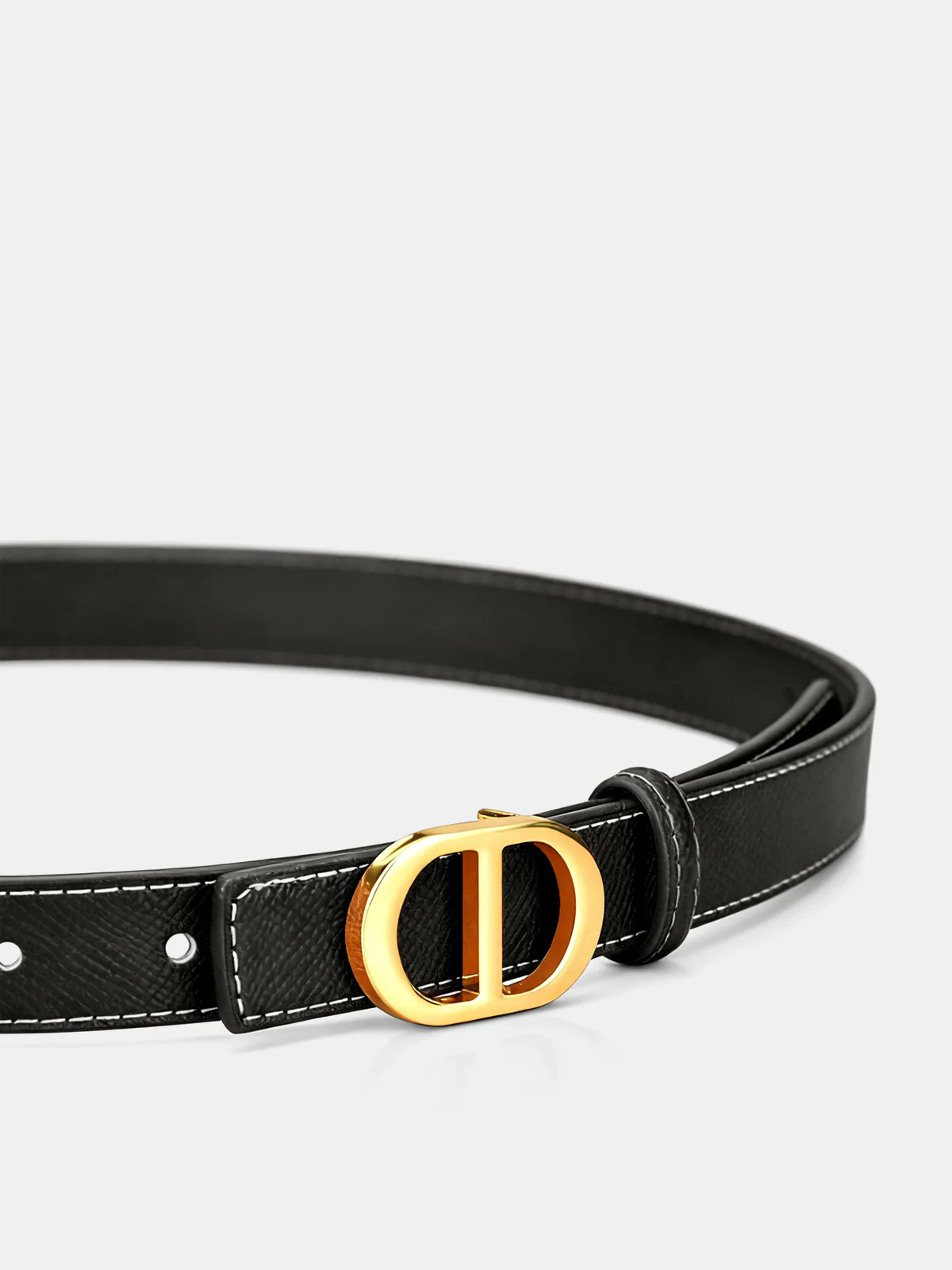Metal Buckle Leather Thin Belt - Wholesalesil