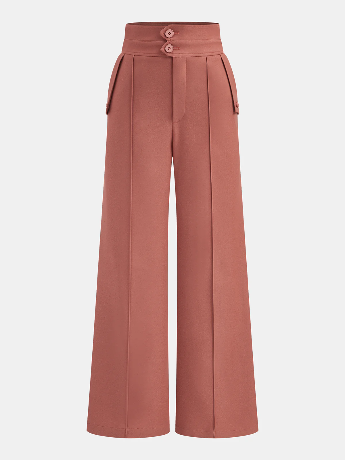 Double-Waistband High-Waisted Wide-Leg Pants - Wholesalesil