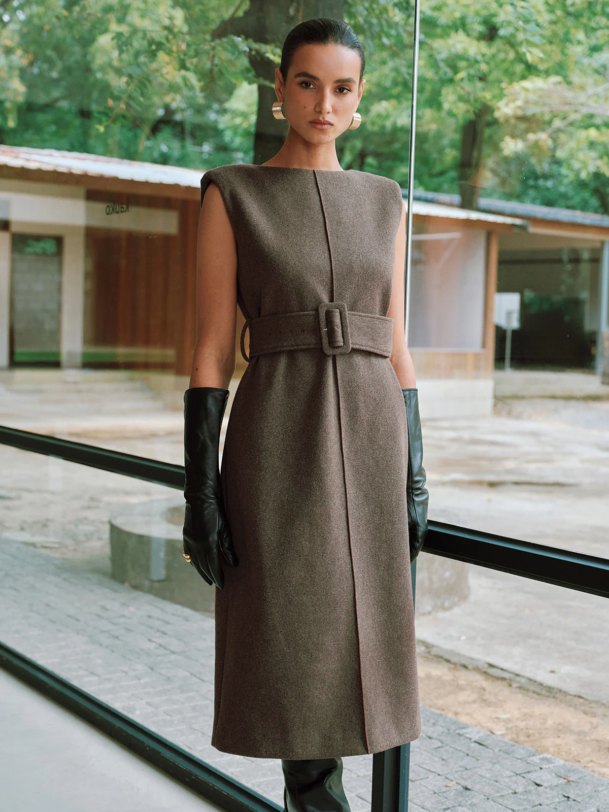 Belted Sleeveless Midi Dress - Wholesalesil