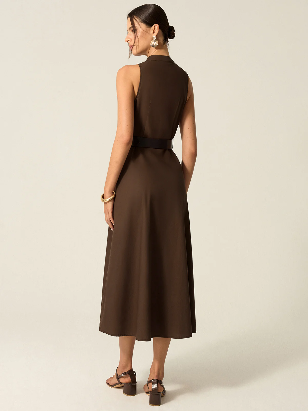 Belted Button-Front Midi Dress - Wholesalesil