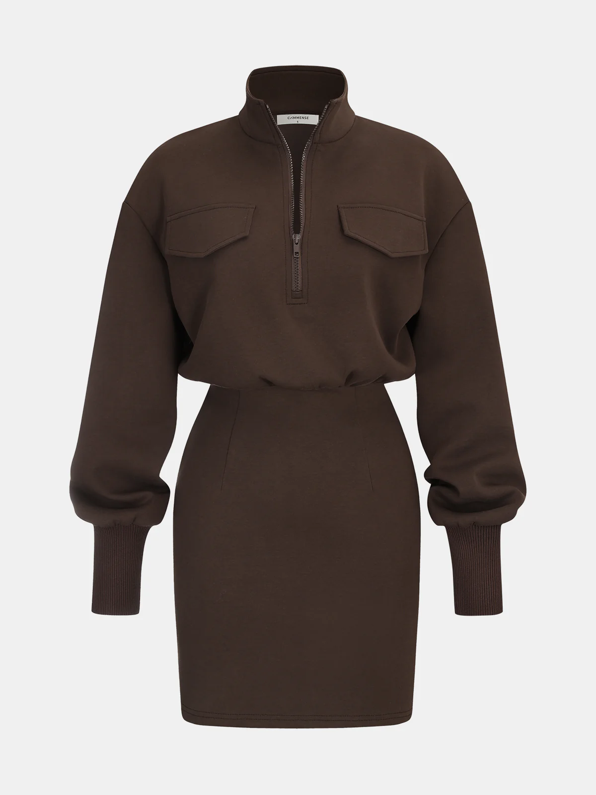 Half Zip Sweatshirt Mini Dress - Wholesalesil