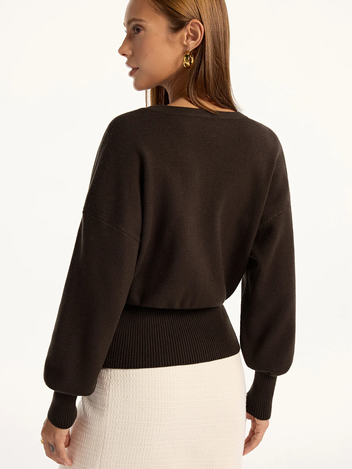 Split Hem V-Neck Cardigan - Wholesalesil