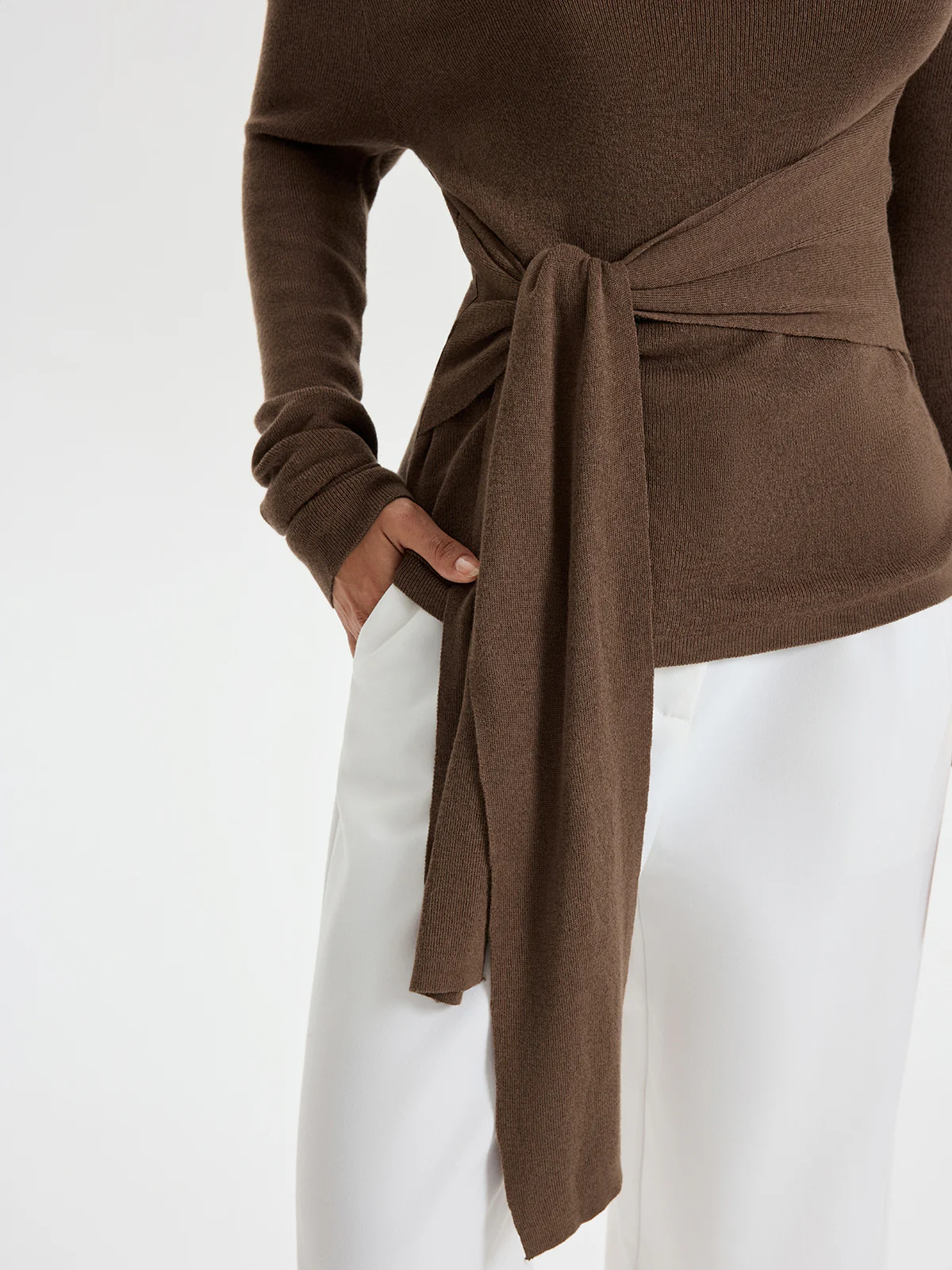 Wide Neck Tie Front Top - Wholesalesil