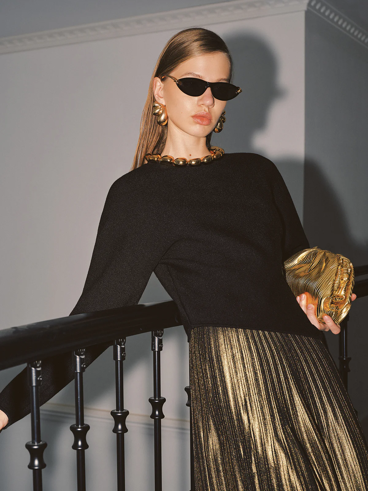 Ball Detail Neckline Long-Sleeve Sweater - Wholesalesil