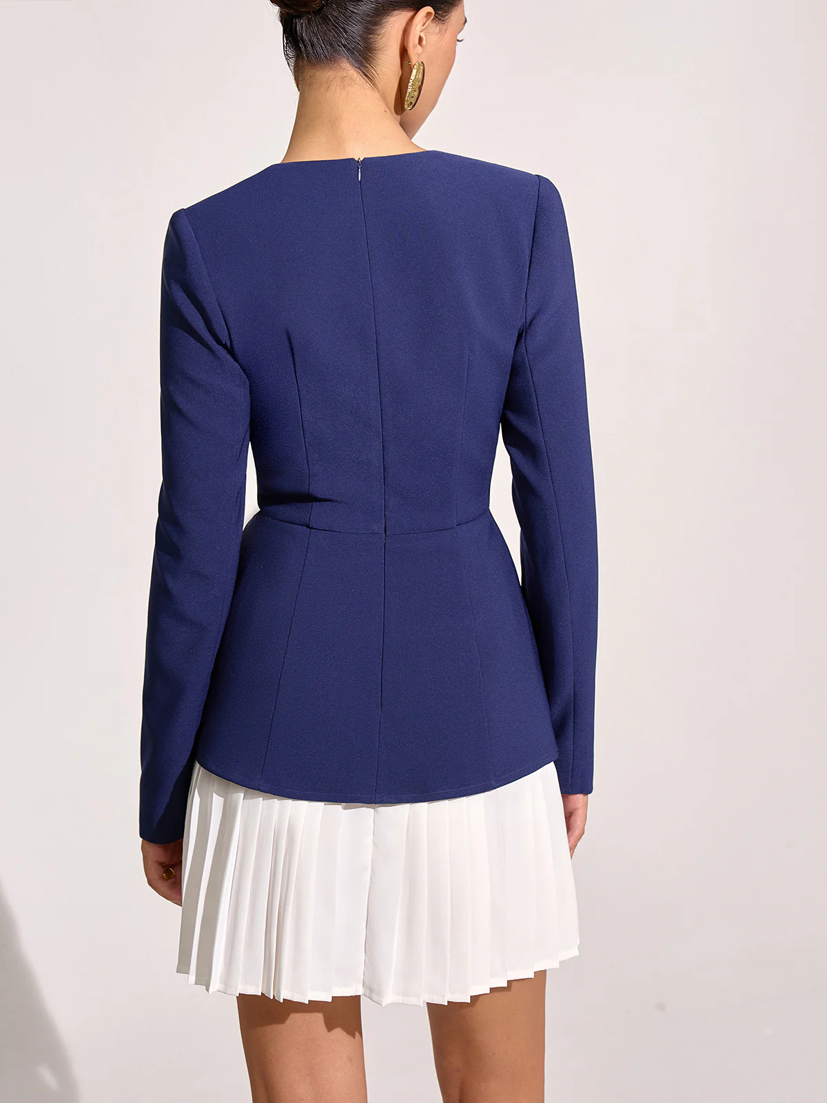 Contrast Pleated Hem Square Neck Mini Dress - Wholesalesil