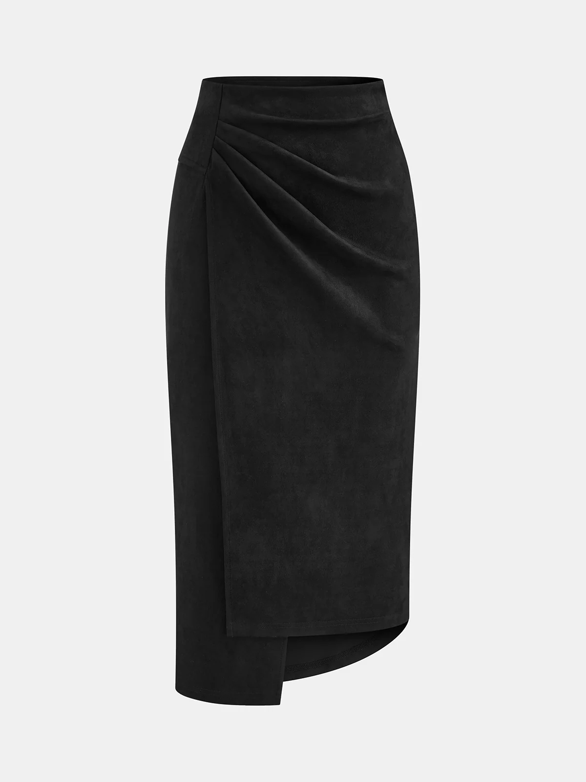 Asymmetric Ruched Midi Skirt - Wholesalesil