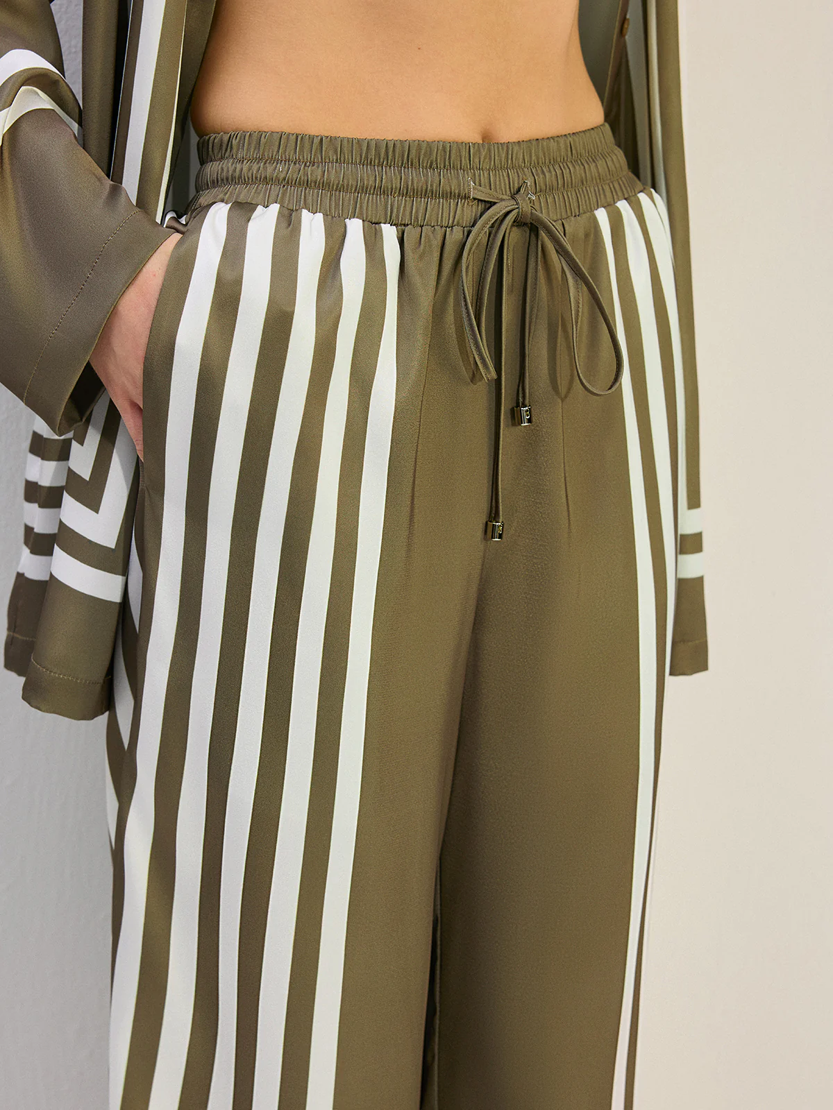Striped Satin Pants - Wholesalesil