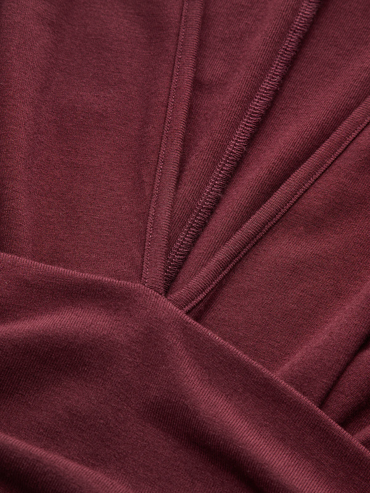 Deep V-Neck Ruched Long-Sleeve Mini Dress - Wholesalesil