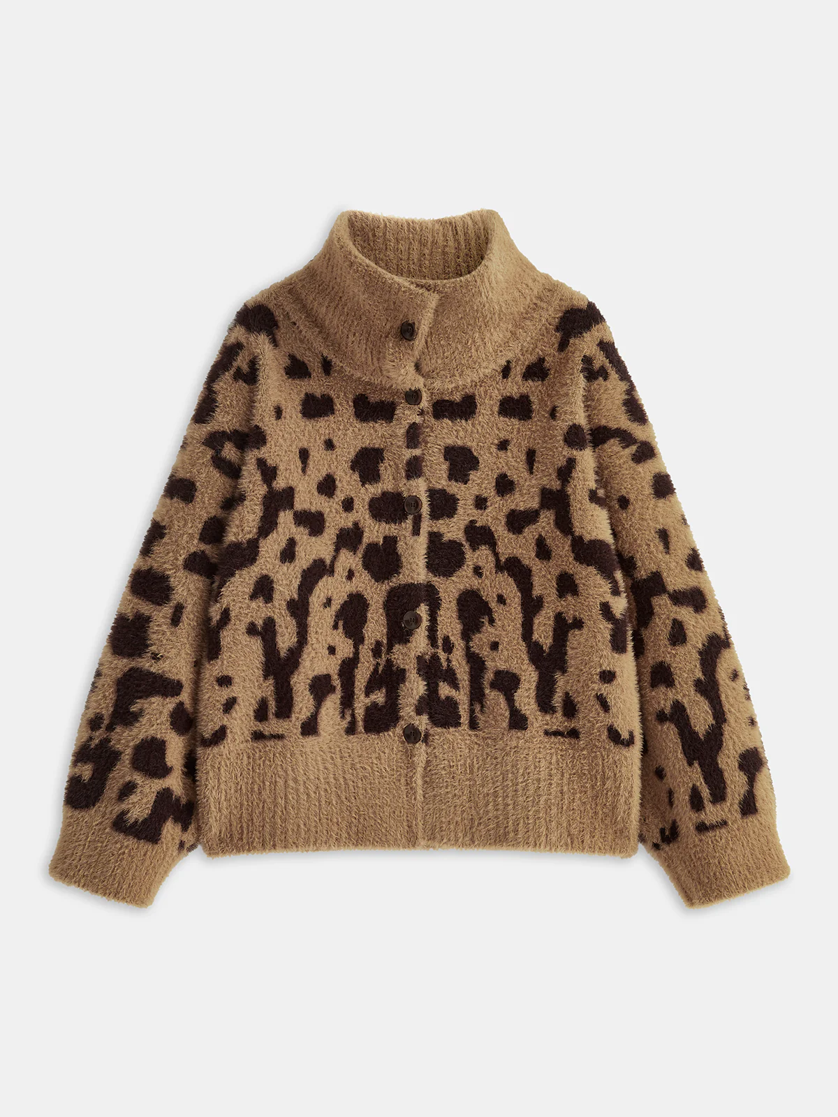 Leopard Print Fuzzy Knit Cardigan - Wholesalesil