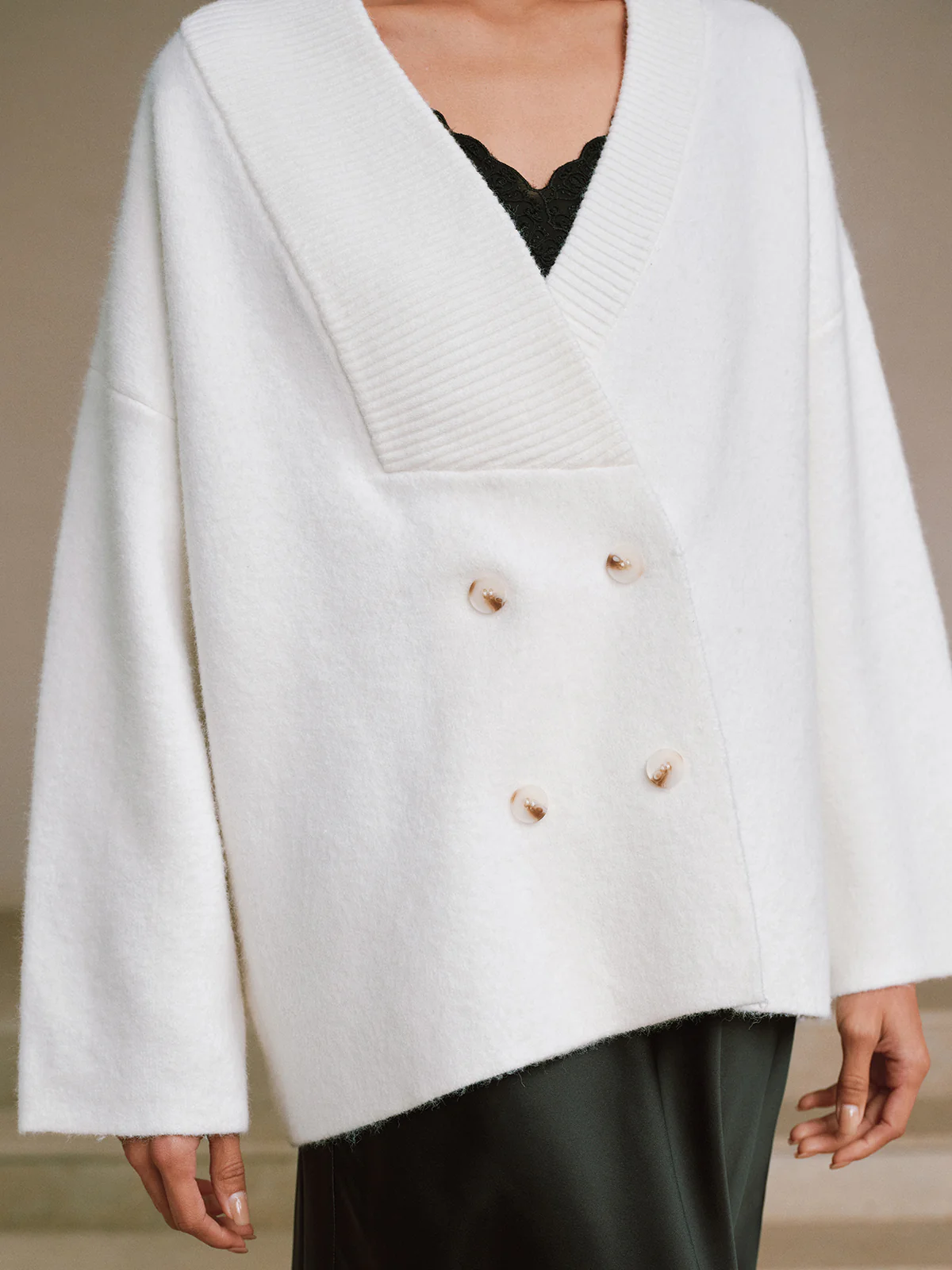 Double-Breasted Oversized Cardigan - Wholesalesil