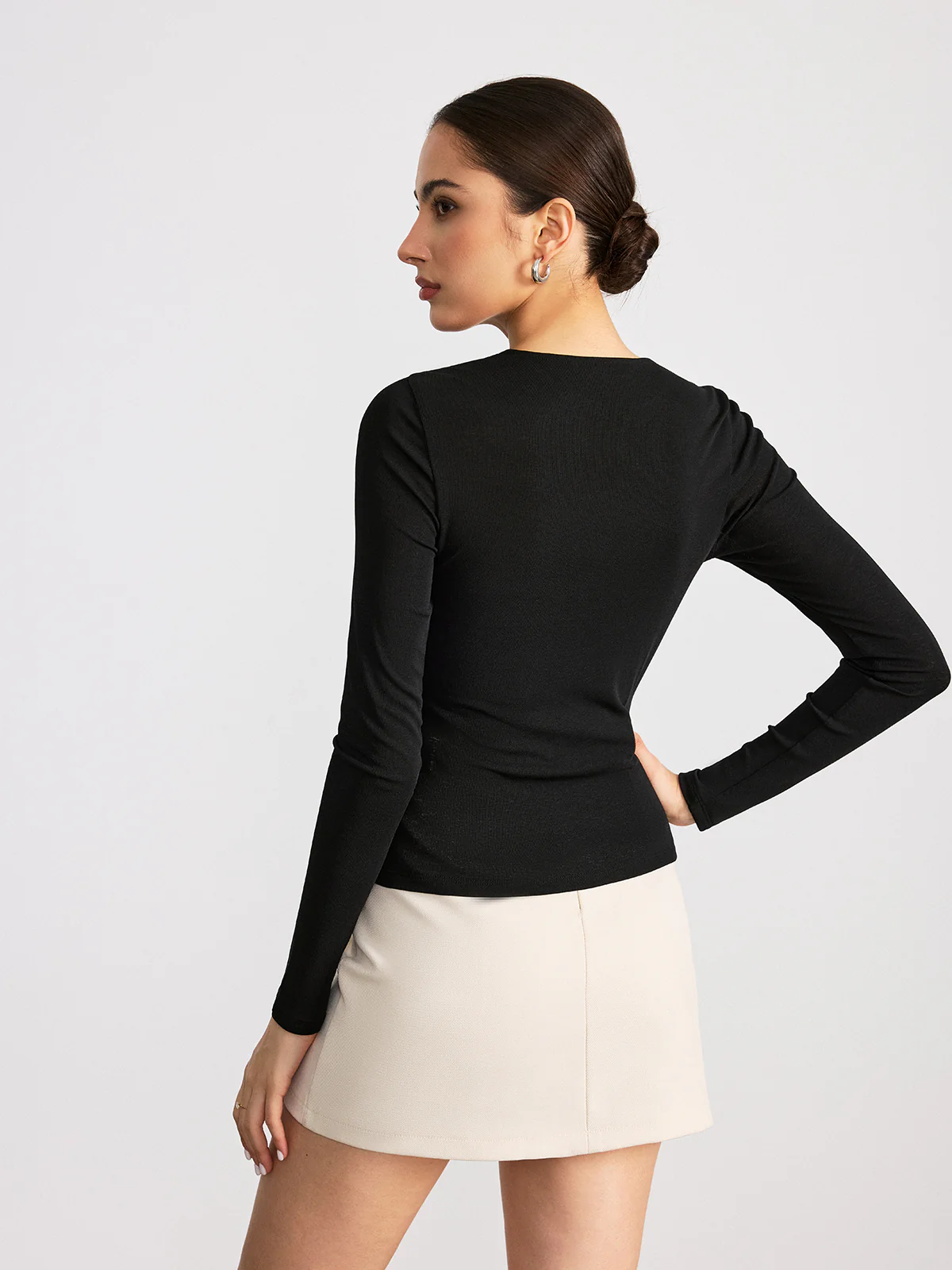 Keyhole Mandarin Button T-Shirt - Wholesalesil