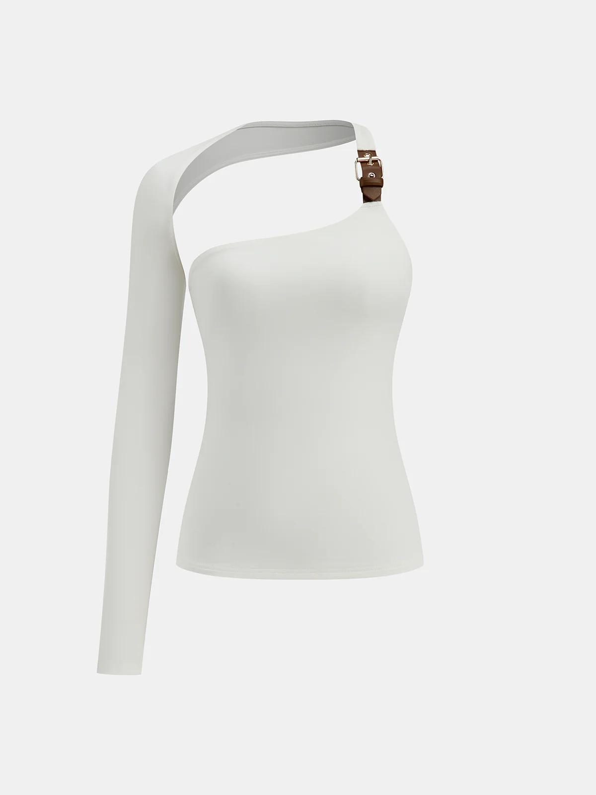 Buckle Detail Asymmetric One-Shoulder Backless Top - Wholesalesil