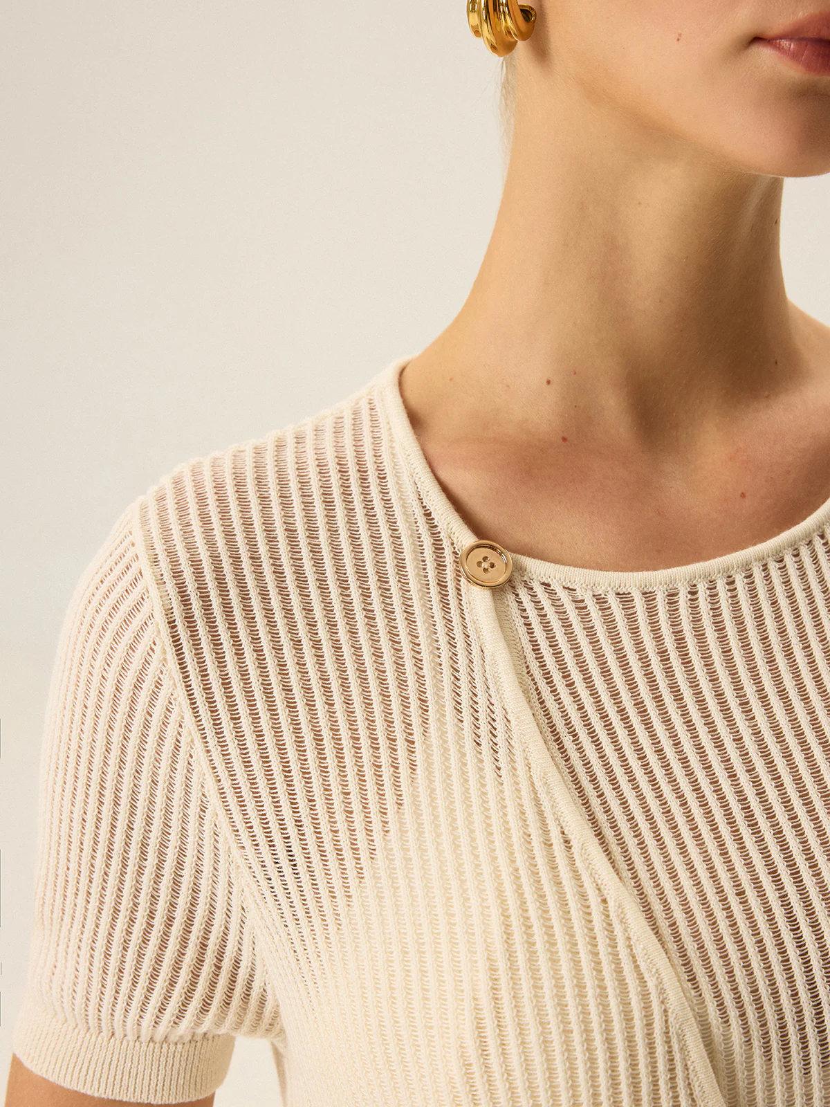 Asymmetric Button Knit Top - Wholesalesil