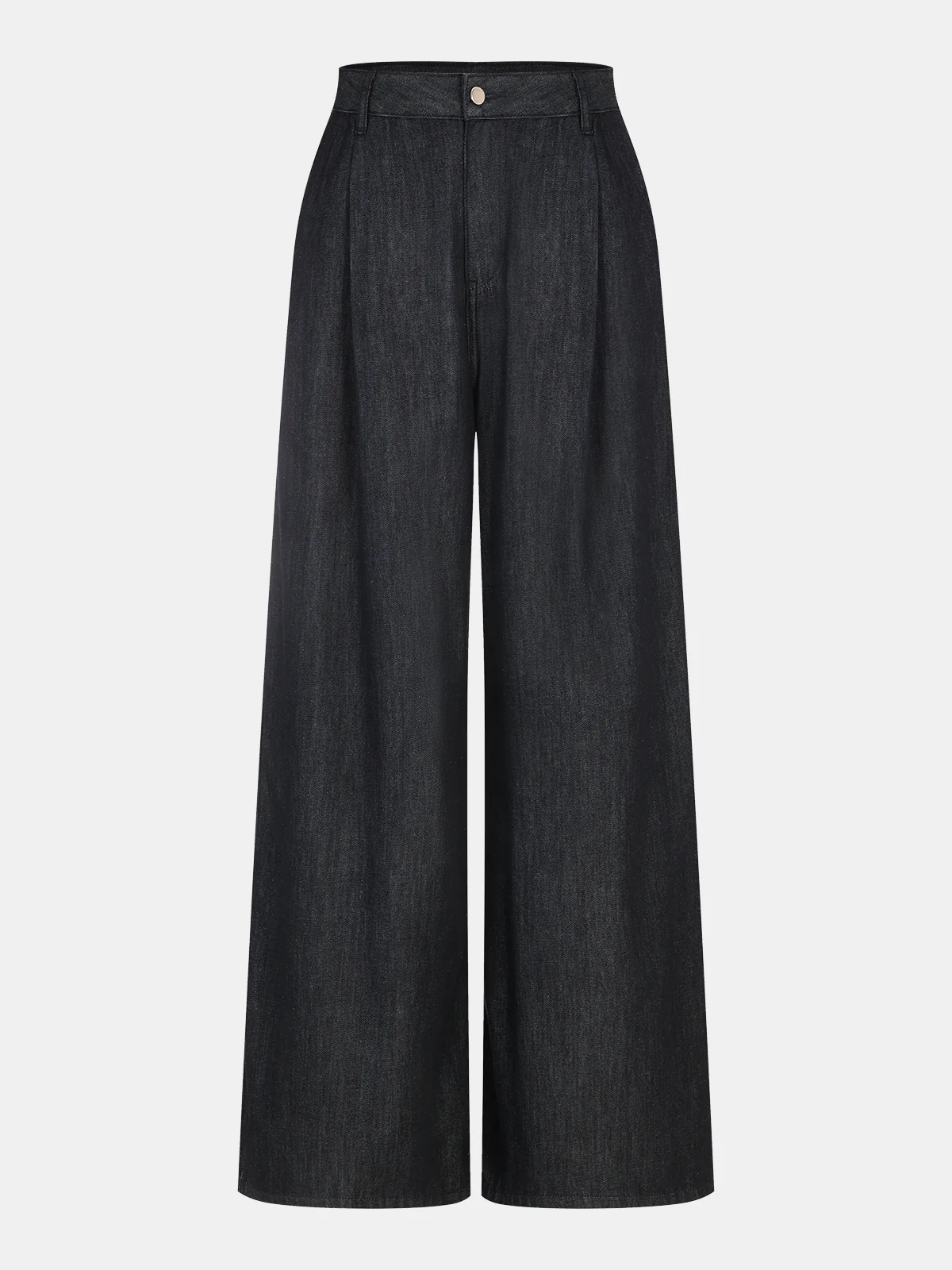 High-Waist Denim Extra Long Wide-Leg Pants - Wholesalesil
