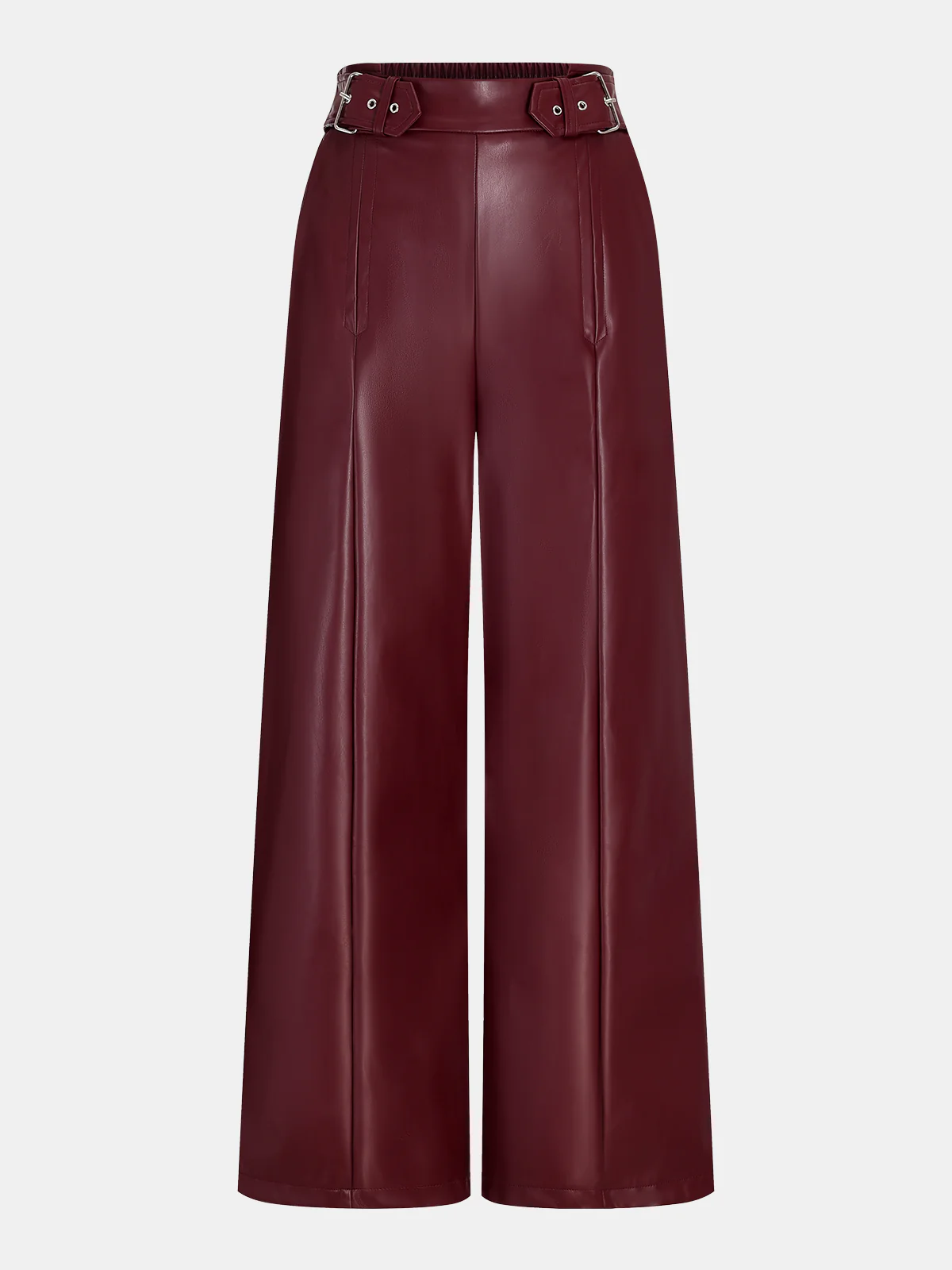 High-Waist Faux Leather Straight-Leg Pants - Wholesalesil