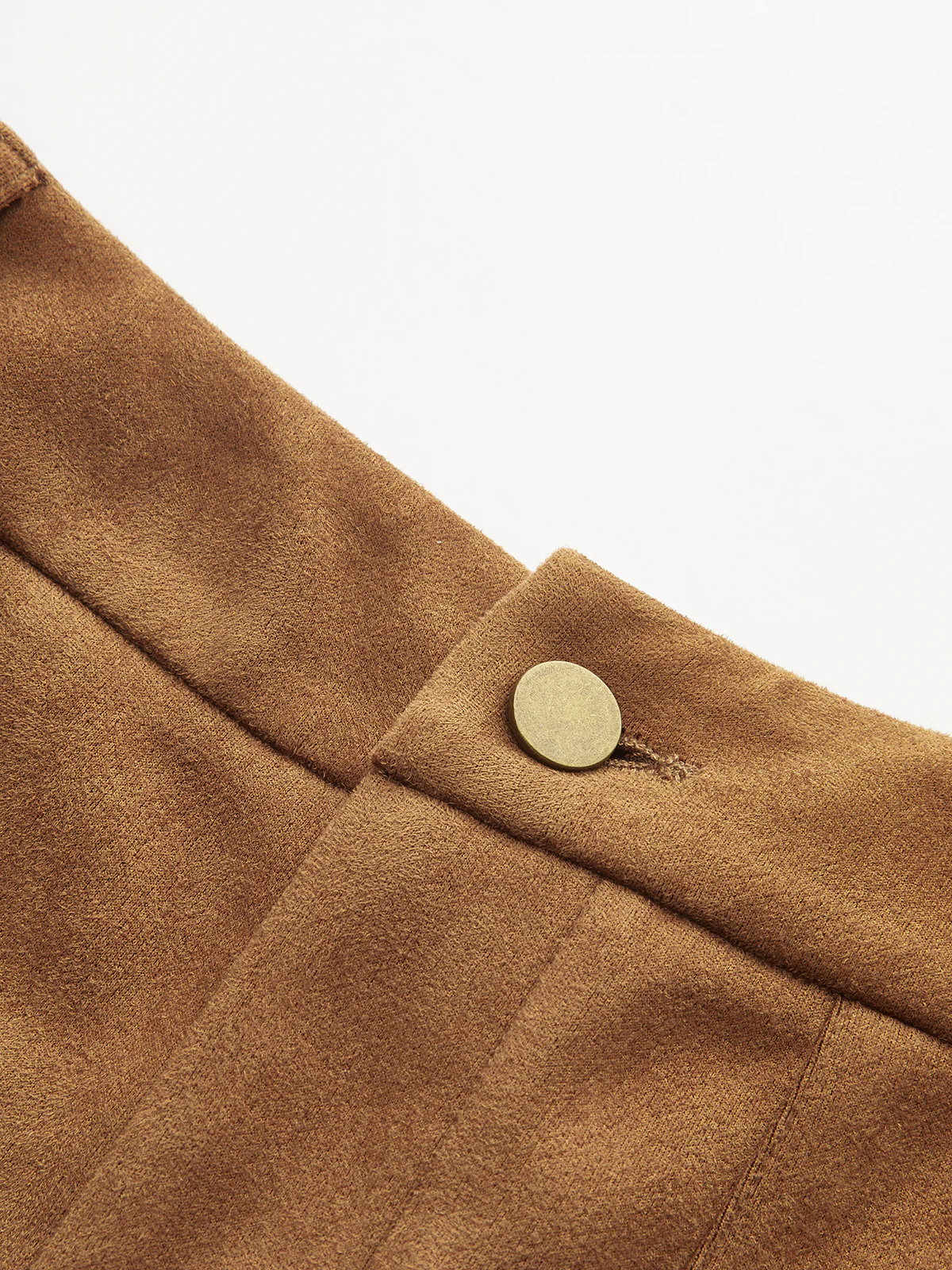 Braided Detail Mid-Waist Suede Effect Pants - Wholesalesil