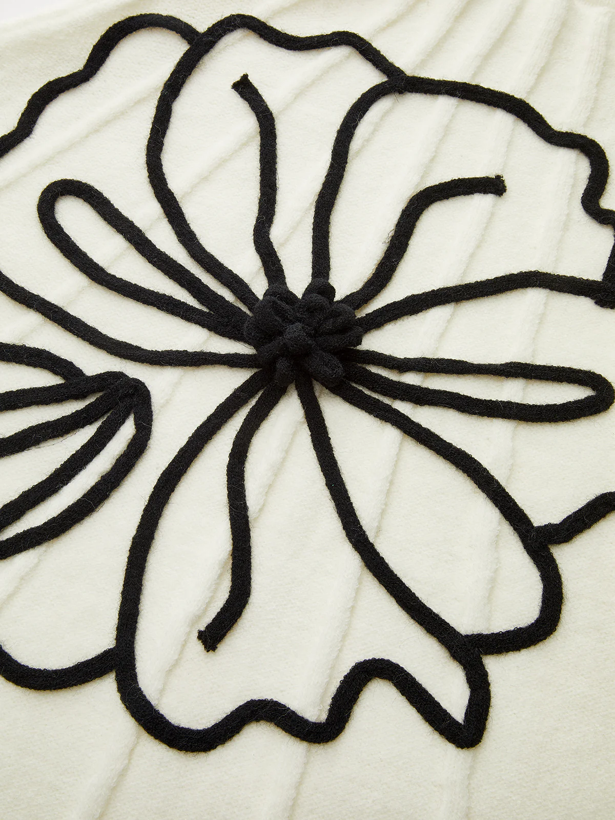 Floral Applique Knit Sweater - Wholesalesil