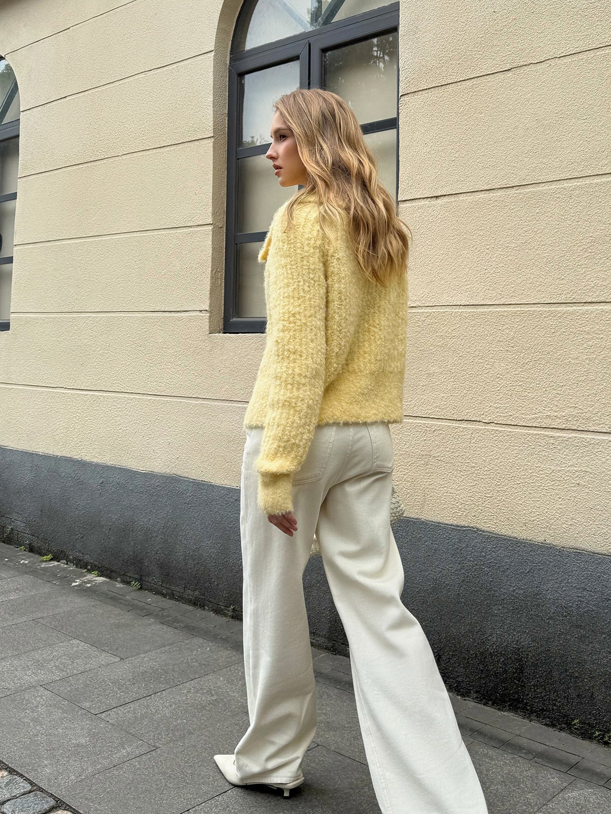 Wool Blend Collared Knit Cardigan - Wholesalesil