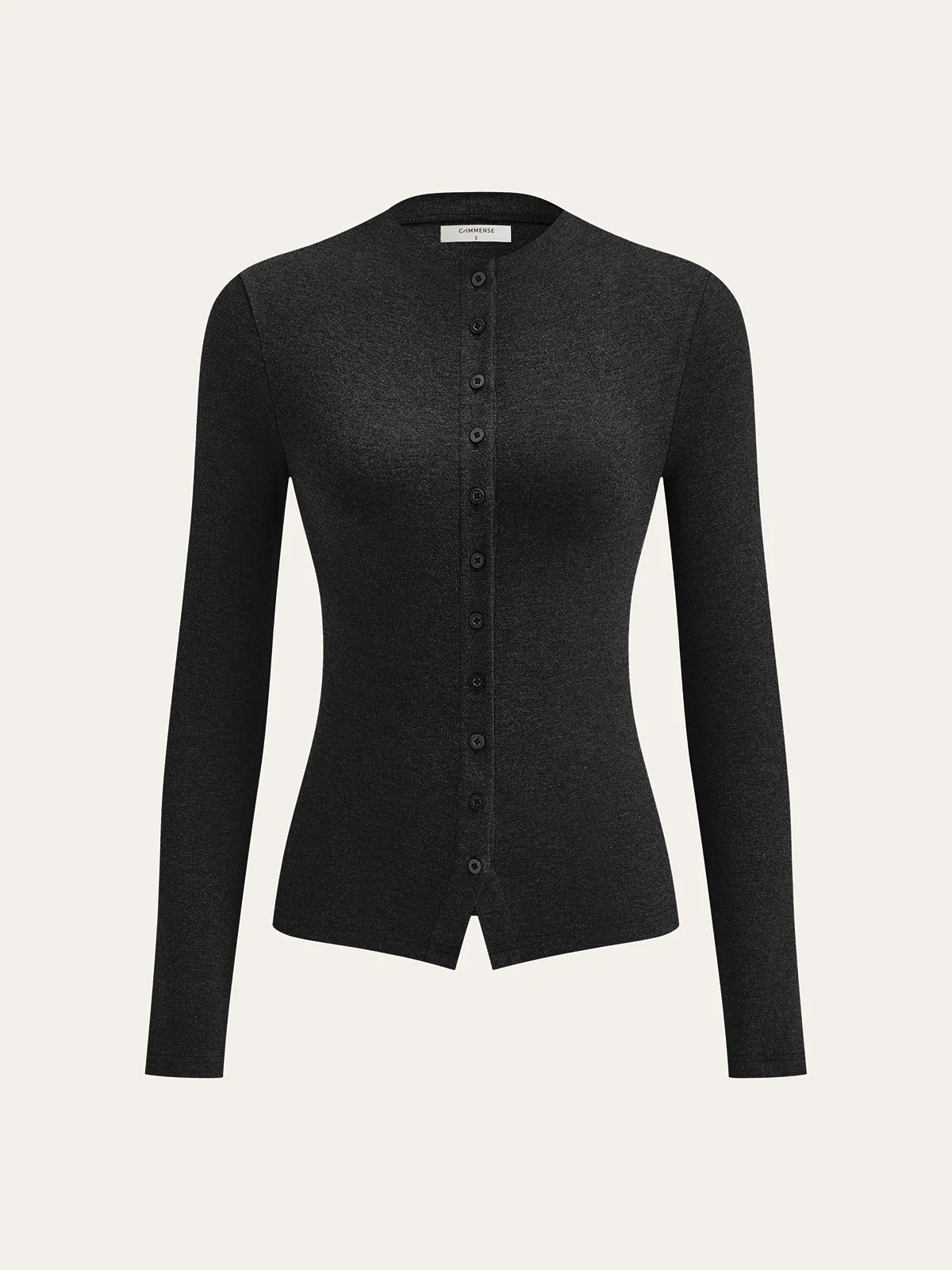 Mock Neck Button Long Sleeve T-Shirt - Wholesalesil