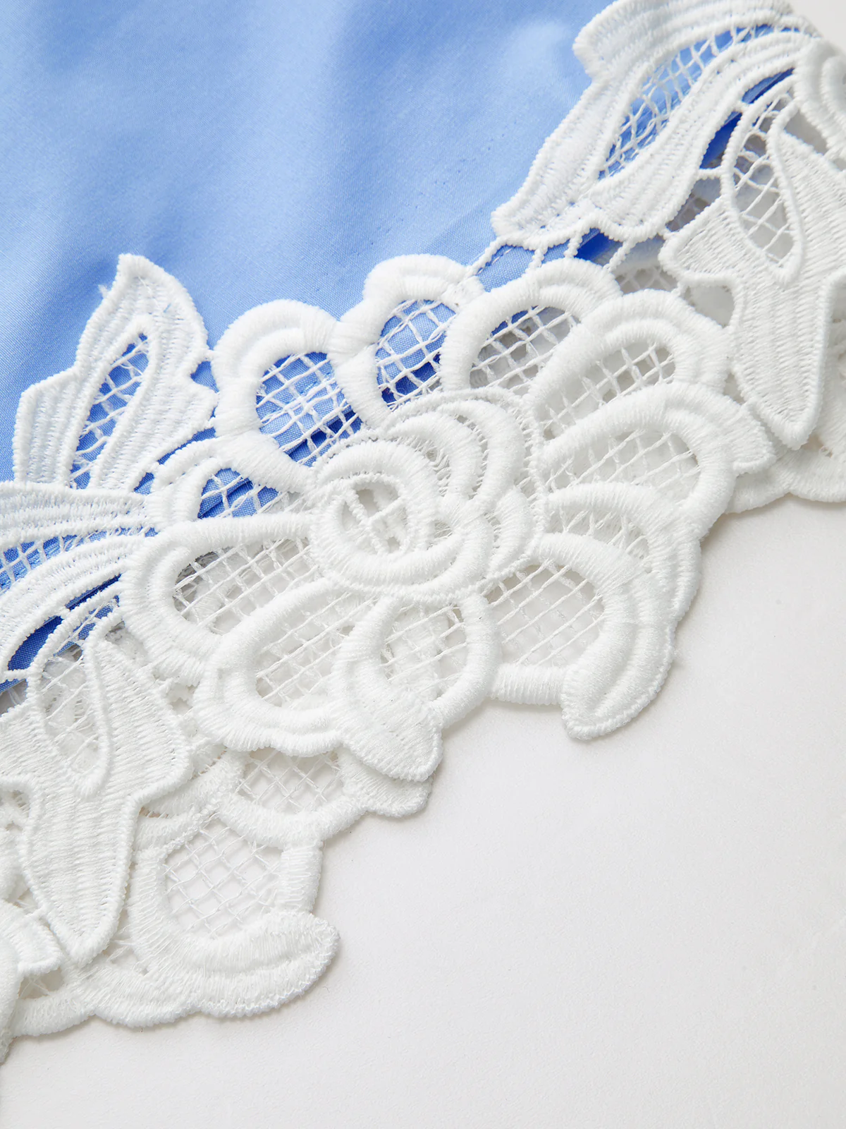 Lace Trim Asymmetric Hem Shirt Dress - Wholesalesil