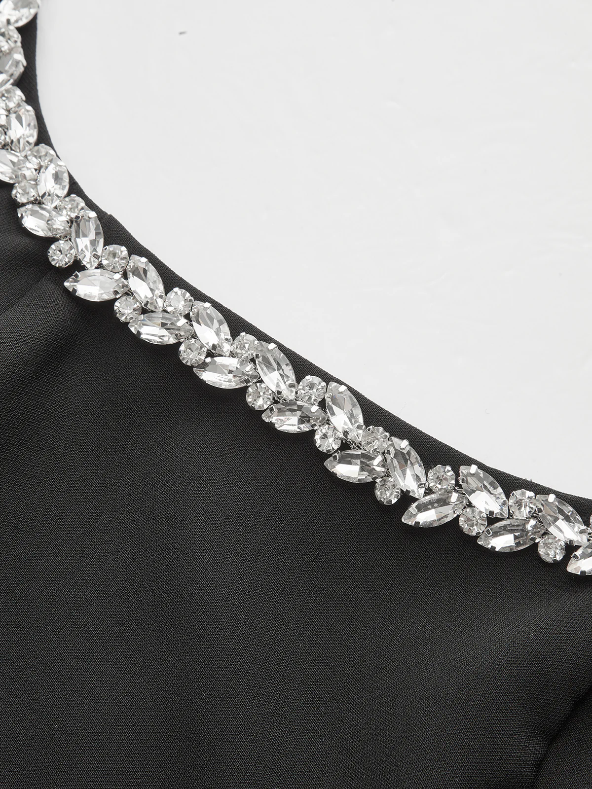 Sleeveless Square Neck Diamond Trim Flare Dress - Wholesalesil