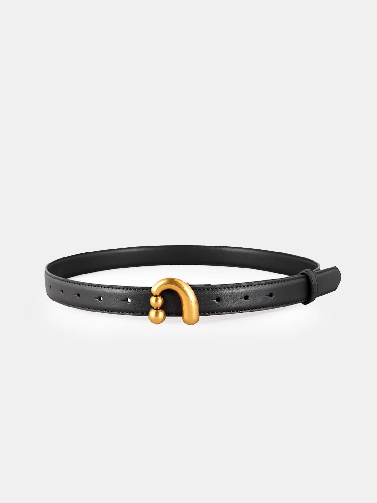 Golden Abstract Buckle Leather Belt - Wholesalesil