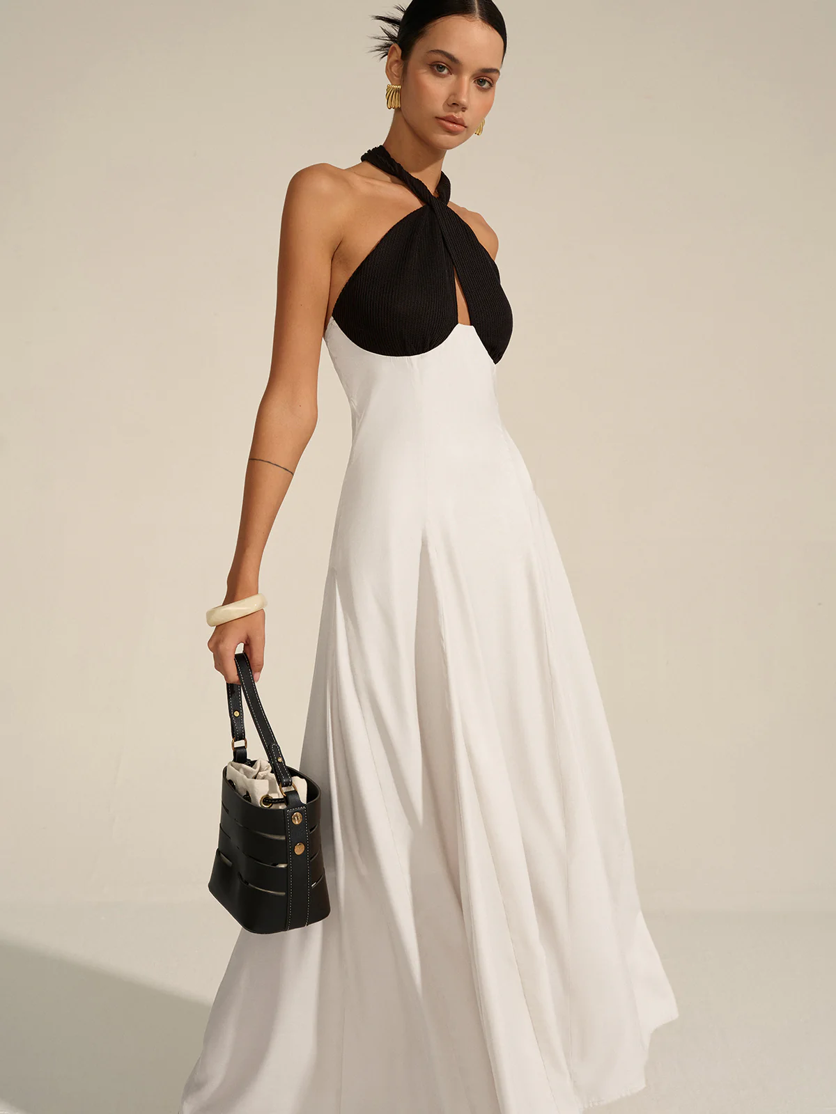 Halter Neck Cut-Out Maxi Dress - Wholesalesil