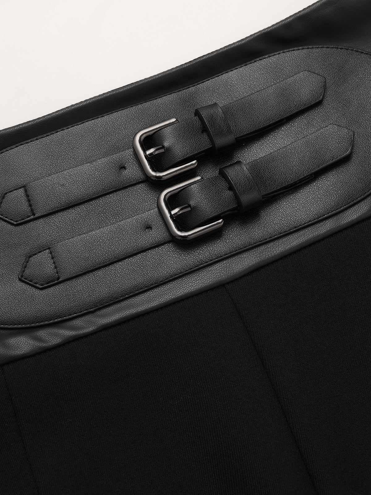 Faux Leather Waistband Straight-Leg Pants - Wholesalesil