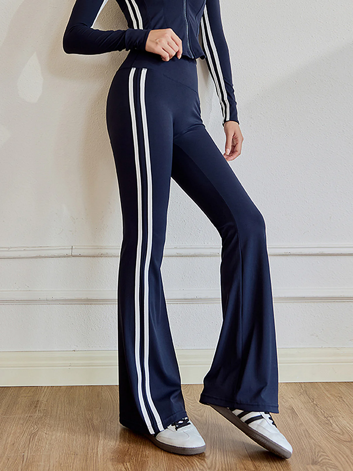 Slim Fit Side Striped High-Waist Pants - Wholesalesil