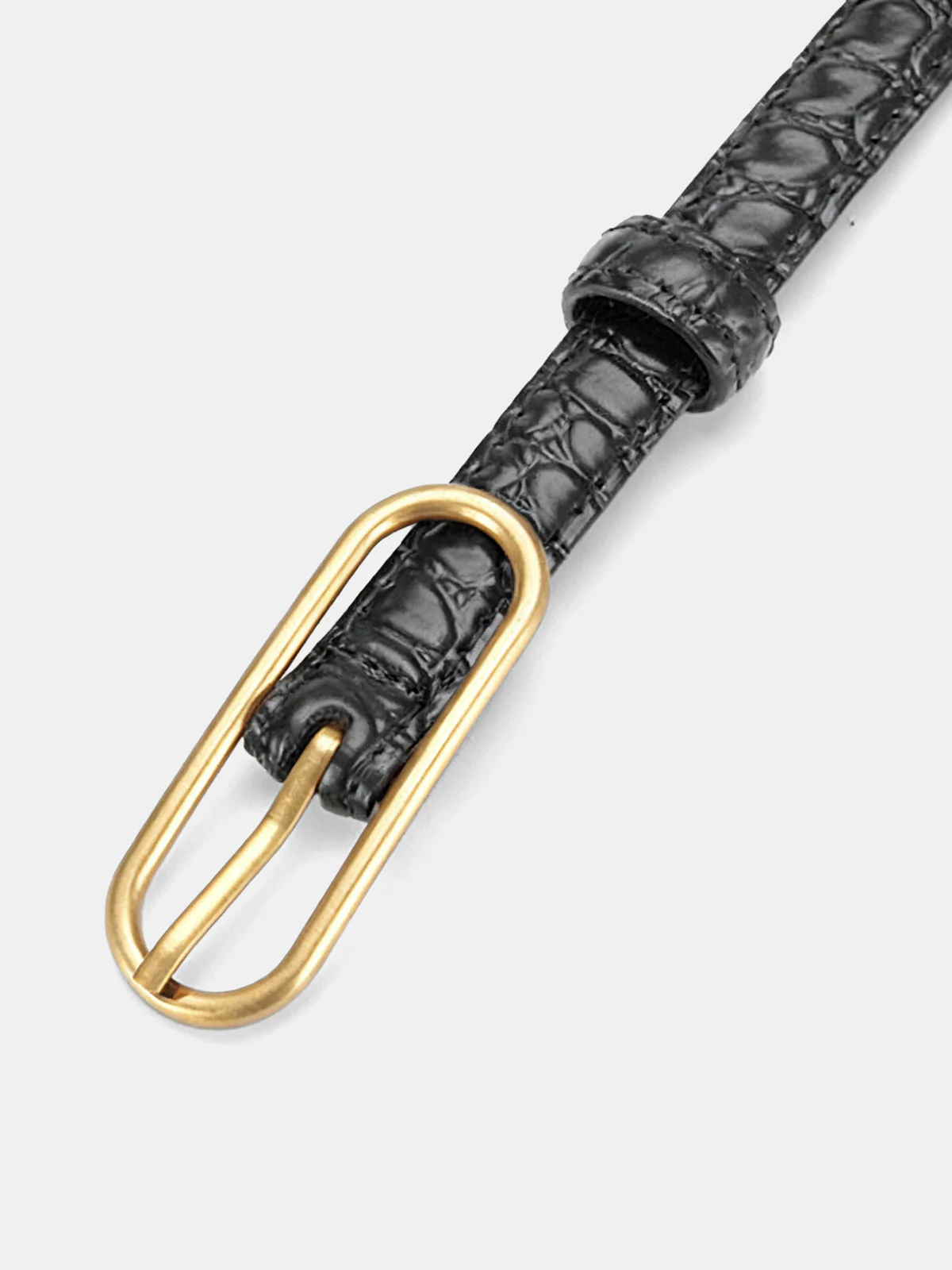 Croc-Embossed Leather Belt - Wholesalesil