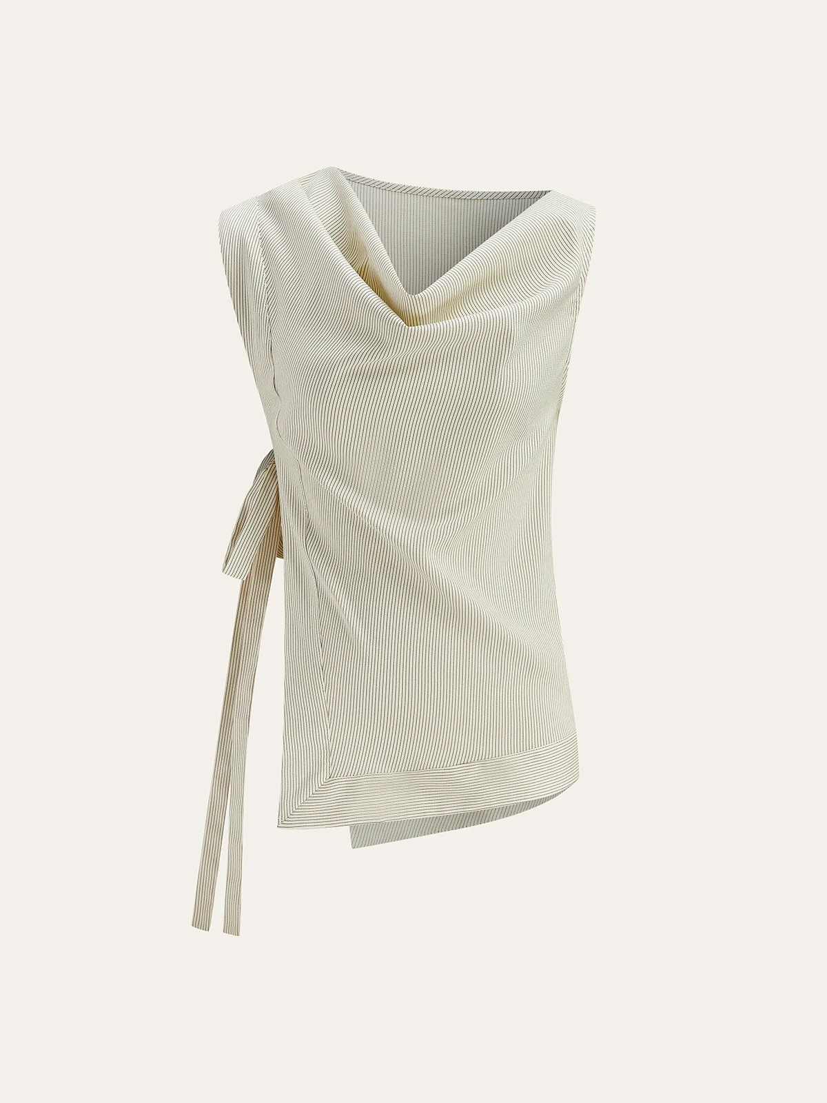 Striped Asymmetric Tie-Side Top - Wholesalesil