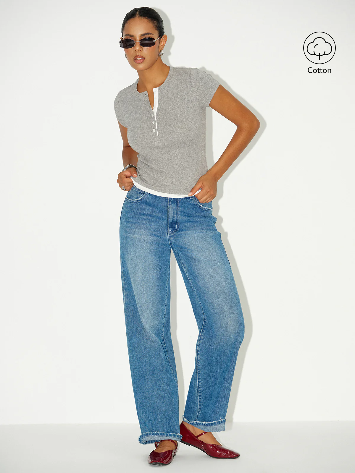 2 in 1 Layered Hem Short Sleeved T-Shirt - Wholesalesil