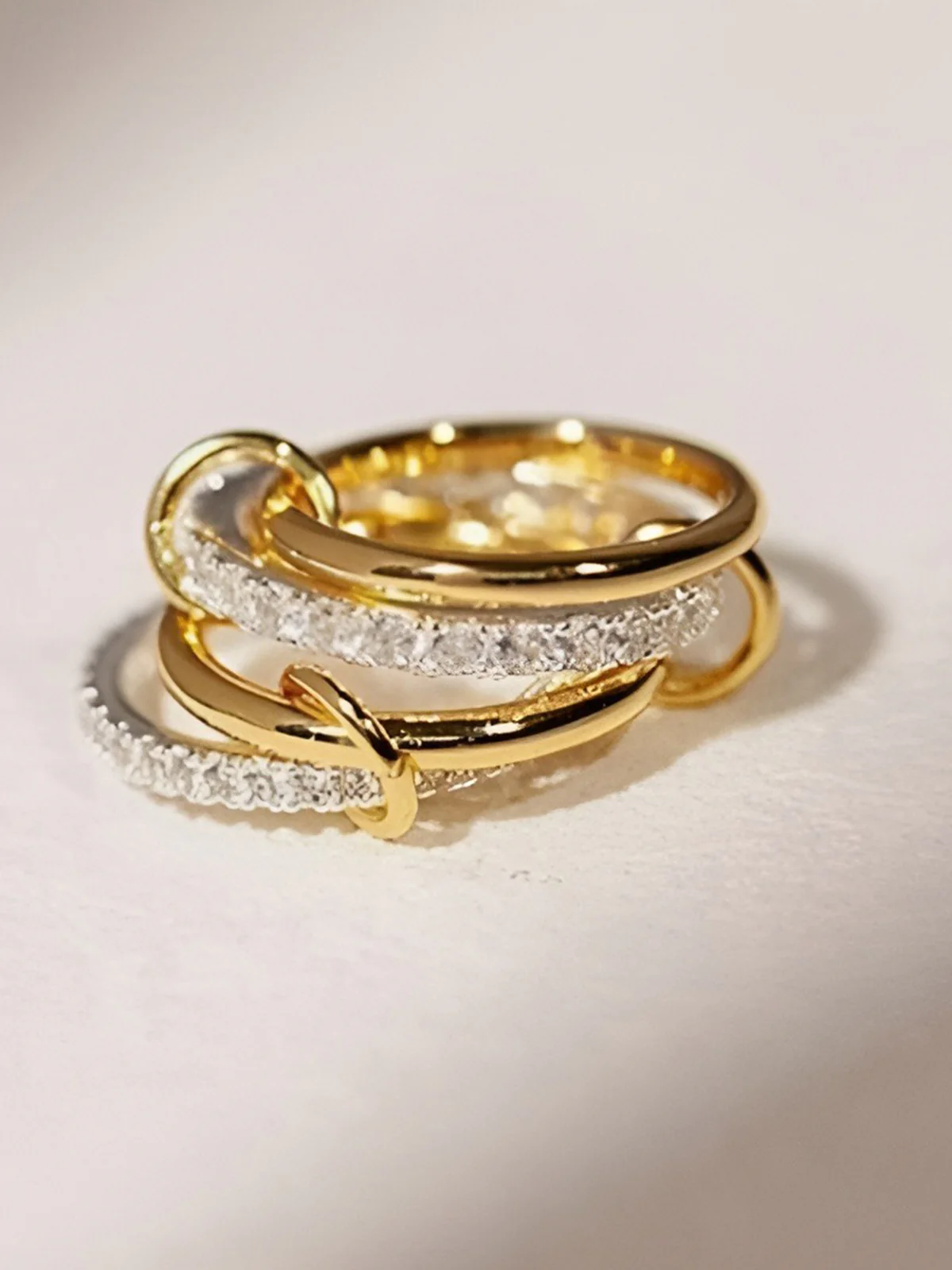 Interlocking Full-Set Cubic Zirconia Rings - Wholesalesil