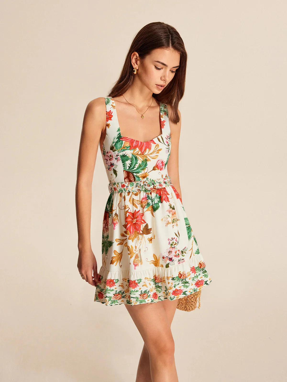 Floral Print Sleeveless Mini Dress - Wholesalesil