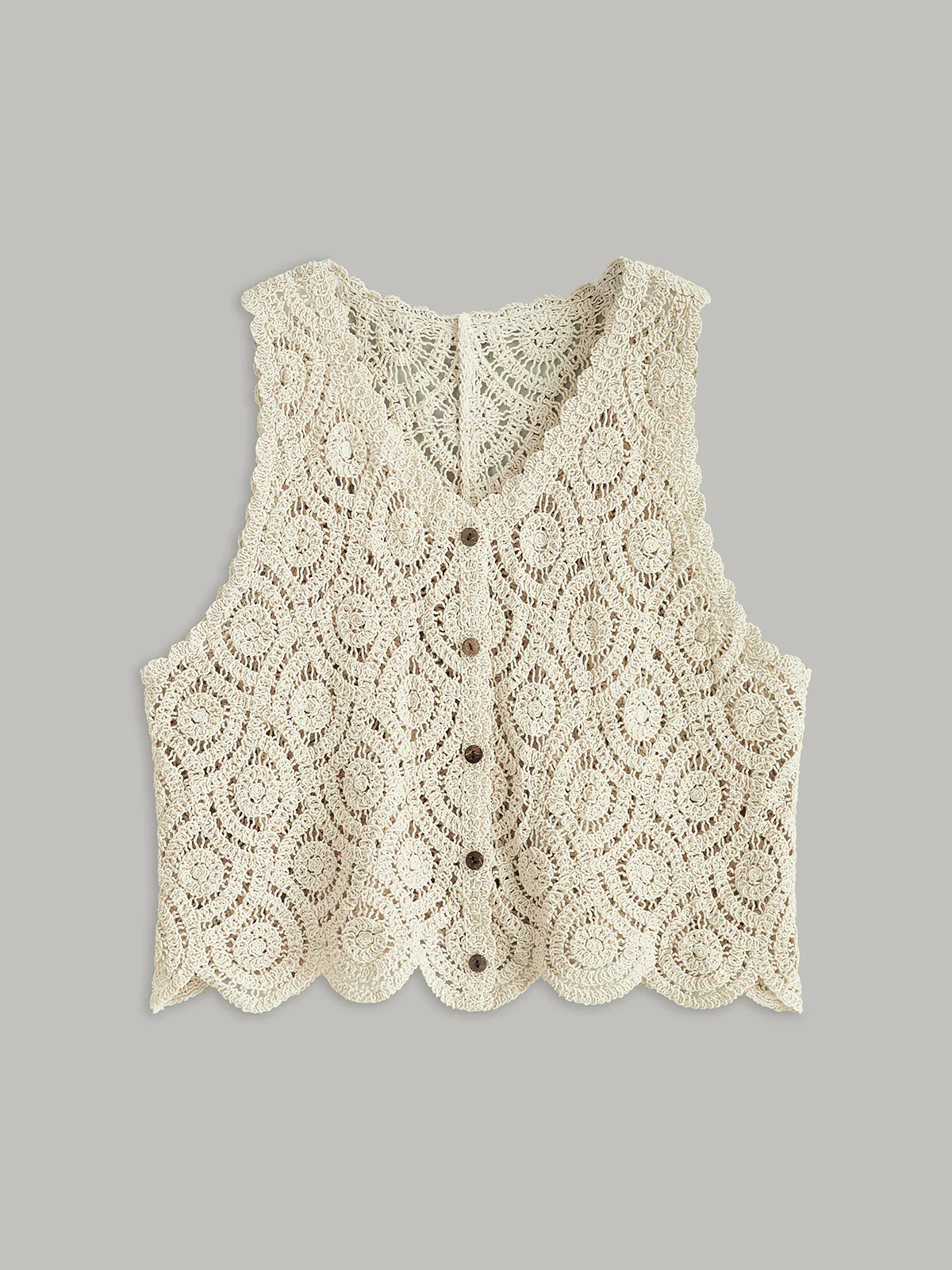 Crochet Button-Up Vest - Wholesalesil