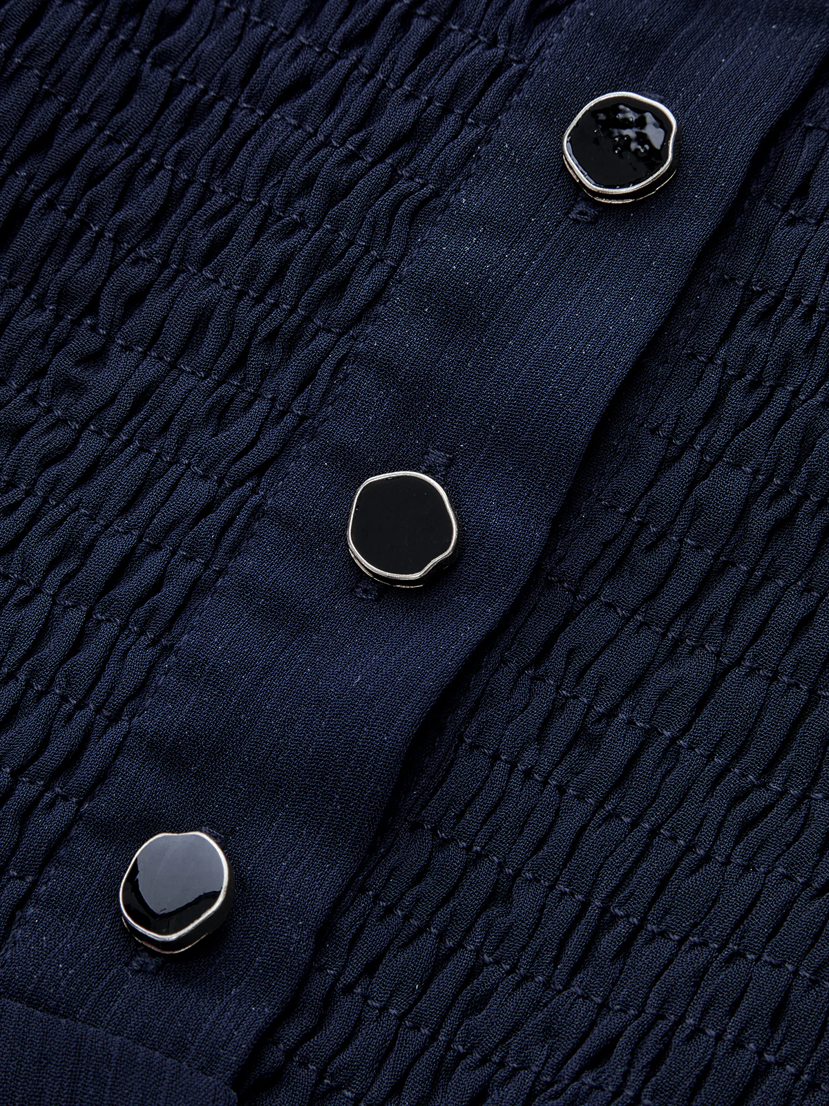 Mesh-Paneled Ruffled Hem Smocked Waist Blouse - Wholesalesil