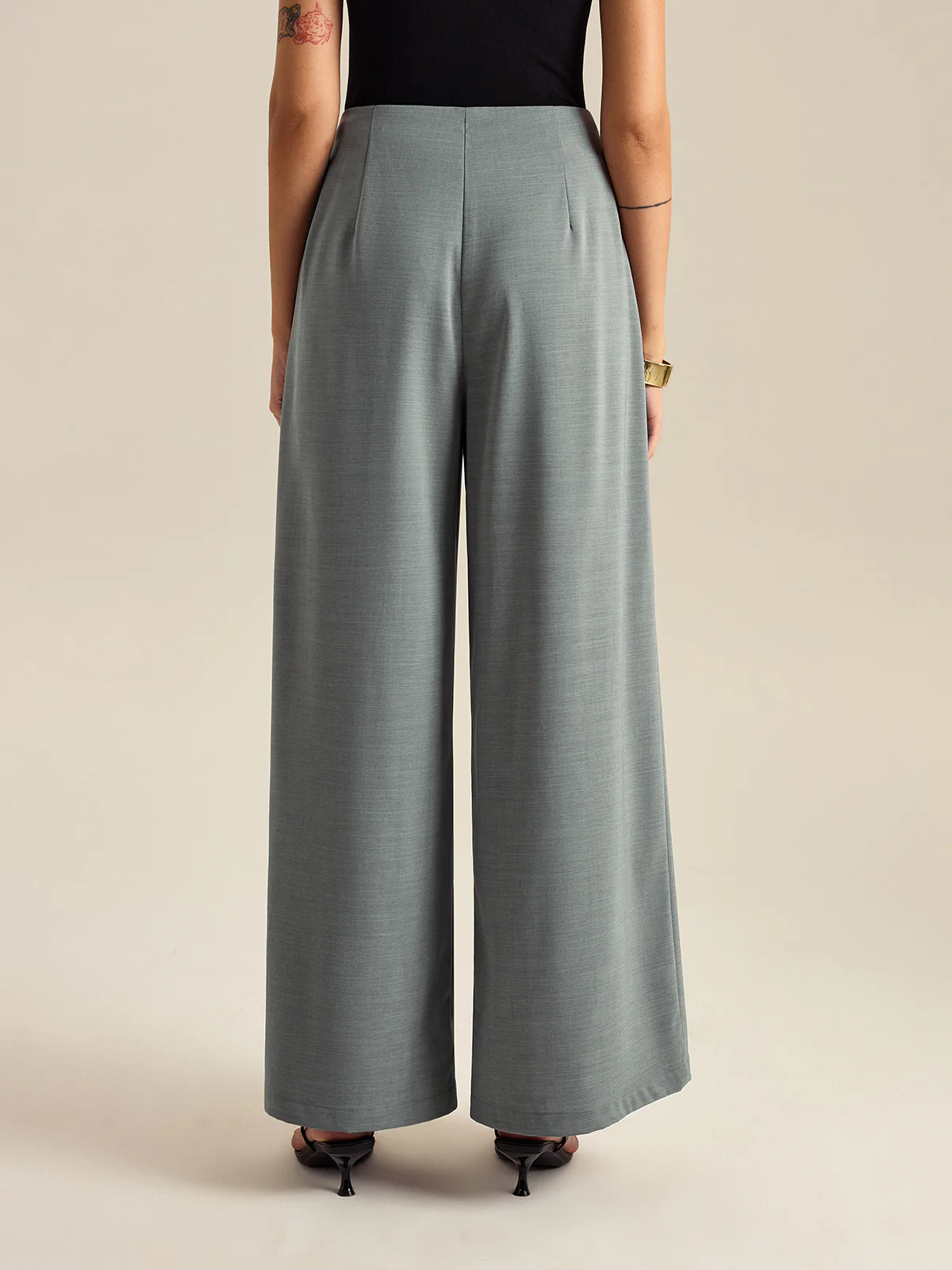 Pleated Wide-Leg Pants - Wholesalesil