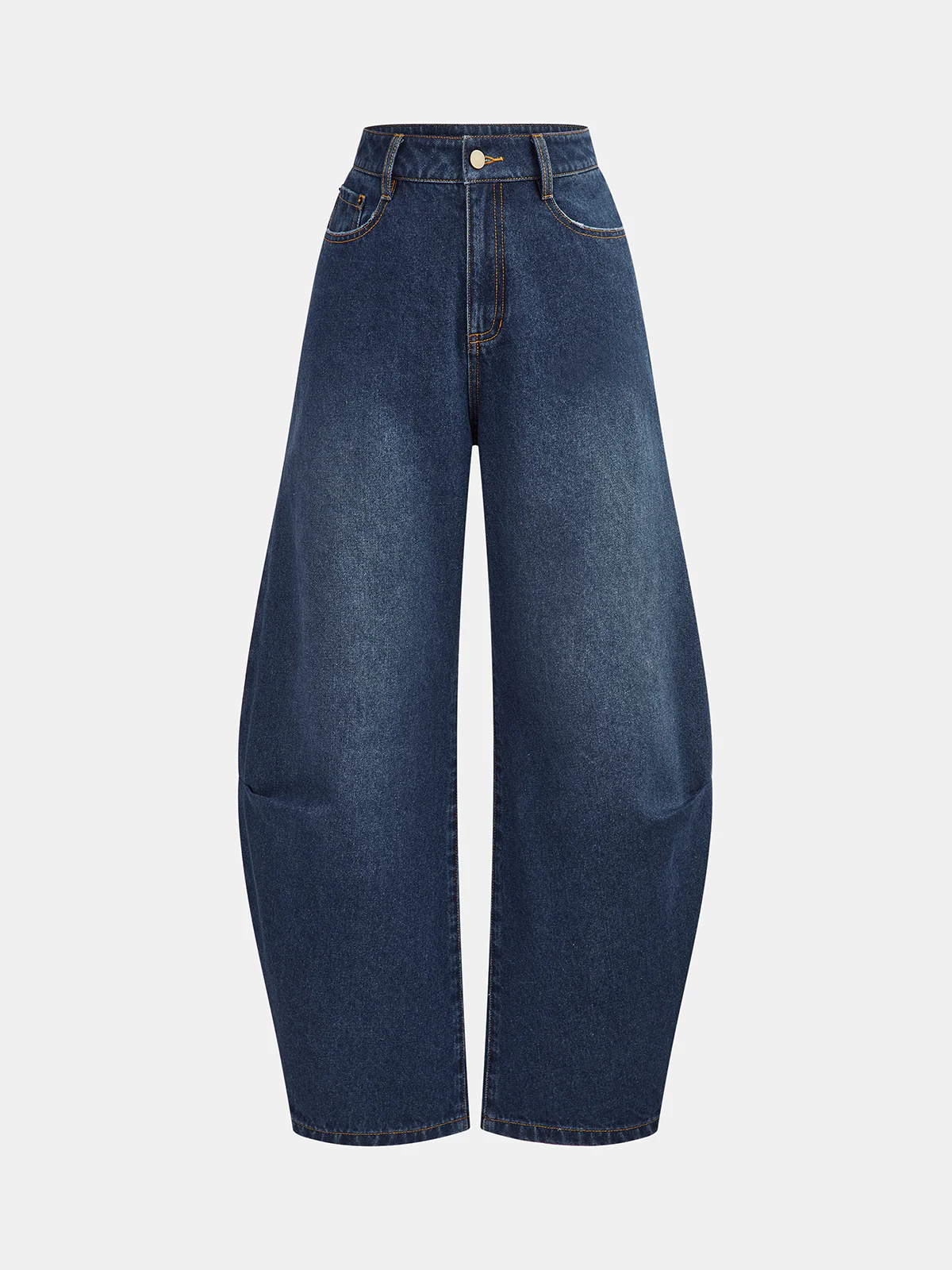 Mid-Waisted Denim Curved-Leg Pants - Wholesalesil