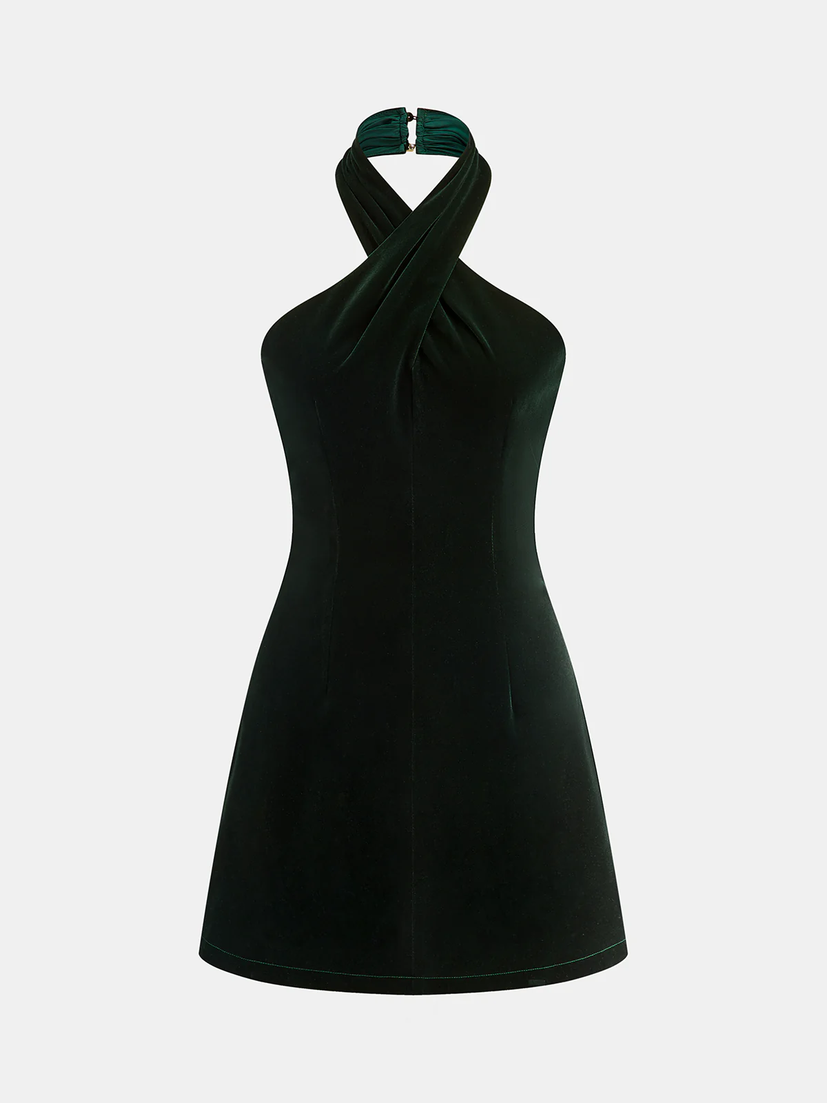 Velvet Cross Halter Mini Dress - Wholesalesil