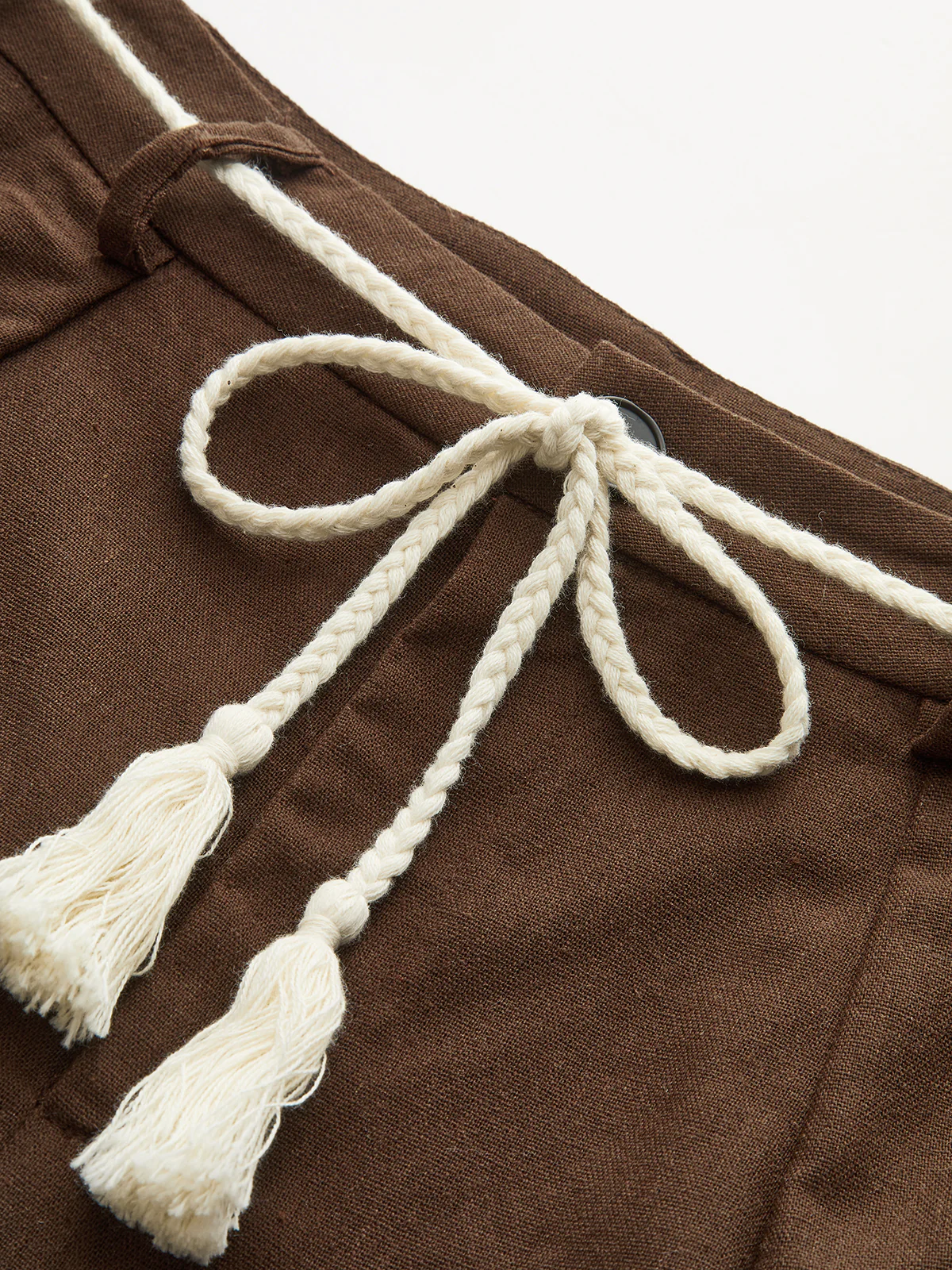 Palm Tree Embroidery Pants with Tassel Tie - Wholesalesil