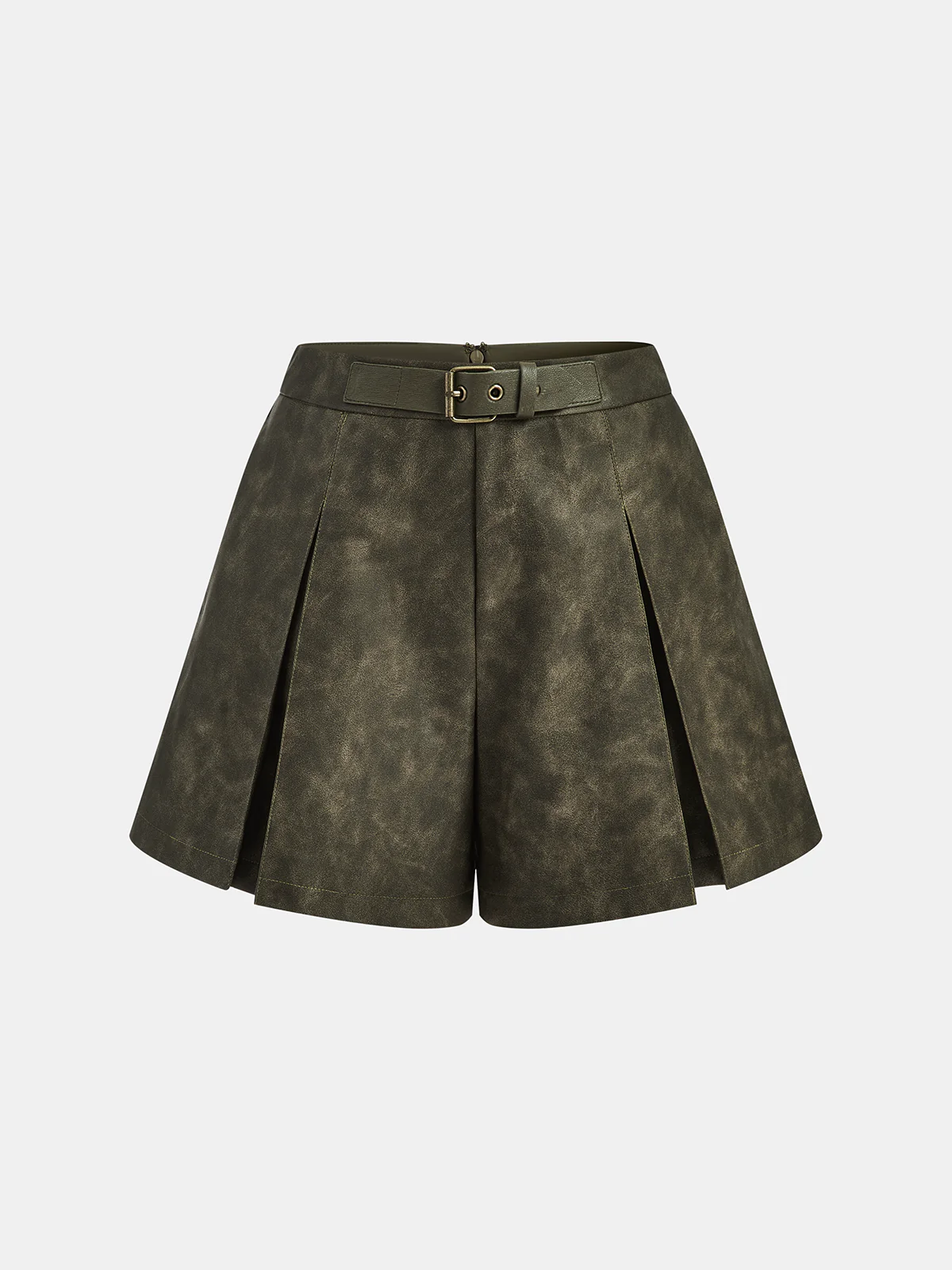 Faux Leather Pleated Shorts - Wholesalesil
