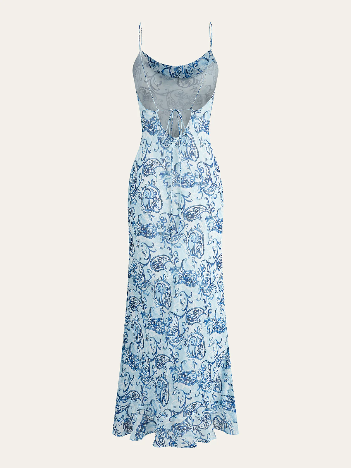 Paisley Print Backless Maxi Dress - Wholesalesil